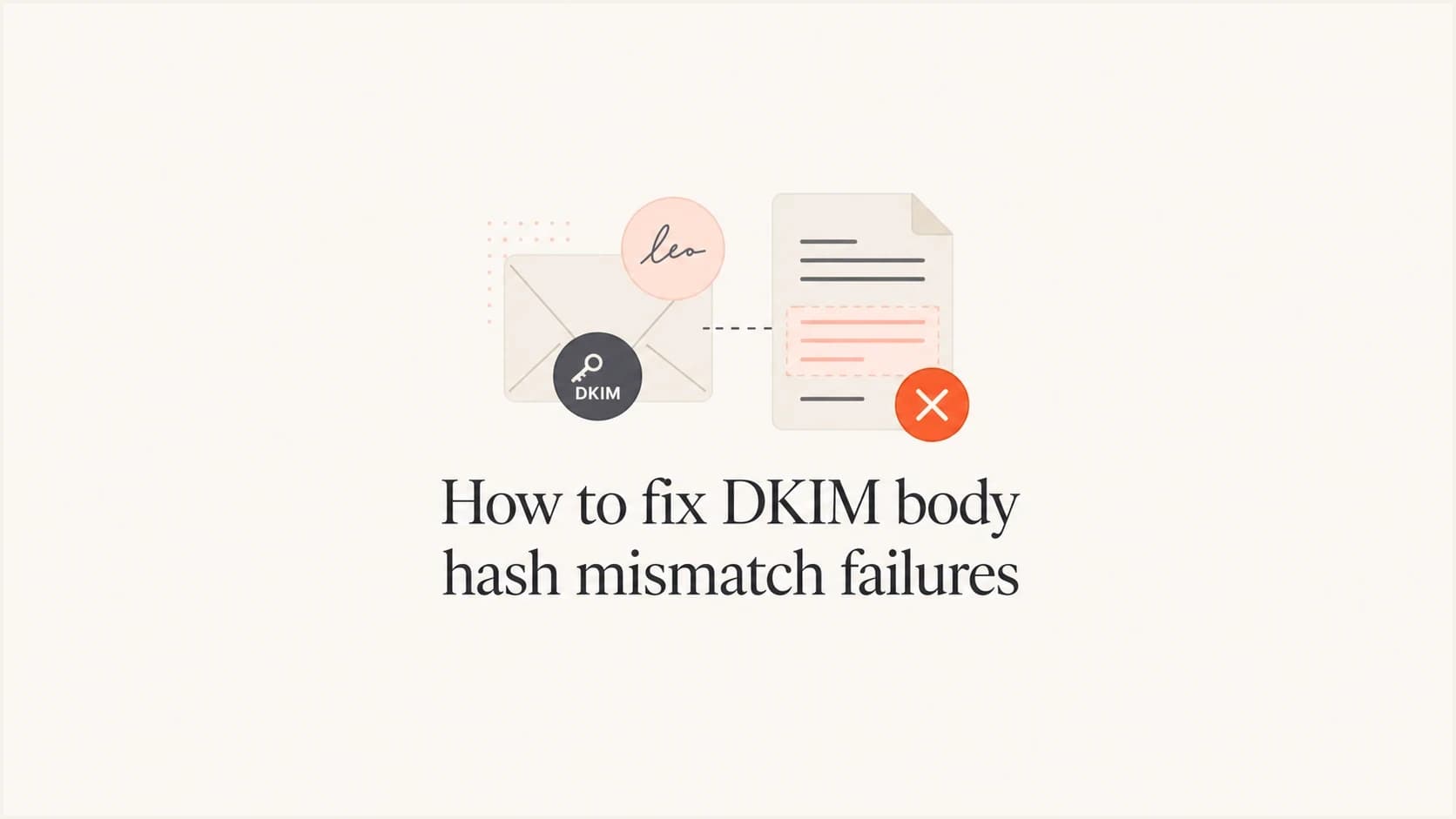 DKIM body hash mismatch failure caused by a changed email body after signing.