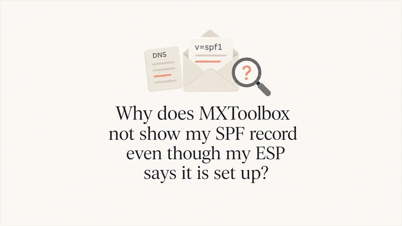 SPF record lookup mismatch between a DNS checker and an ESP setup screen.