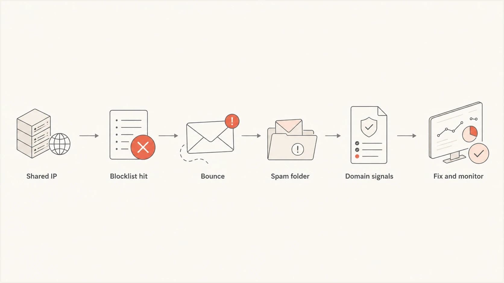 A flowchart for separating shared IP listings from domain reputation issues.