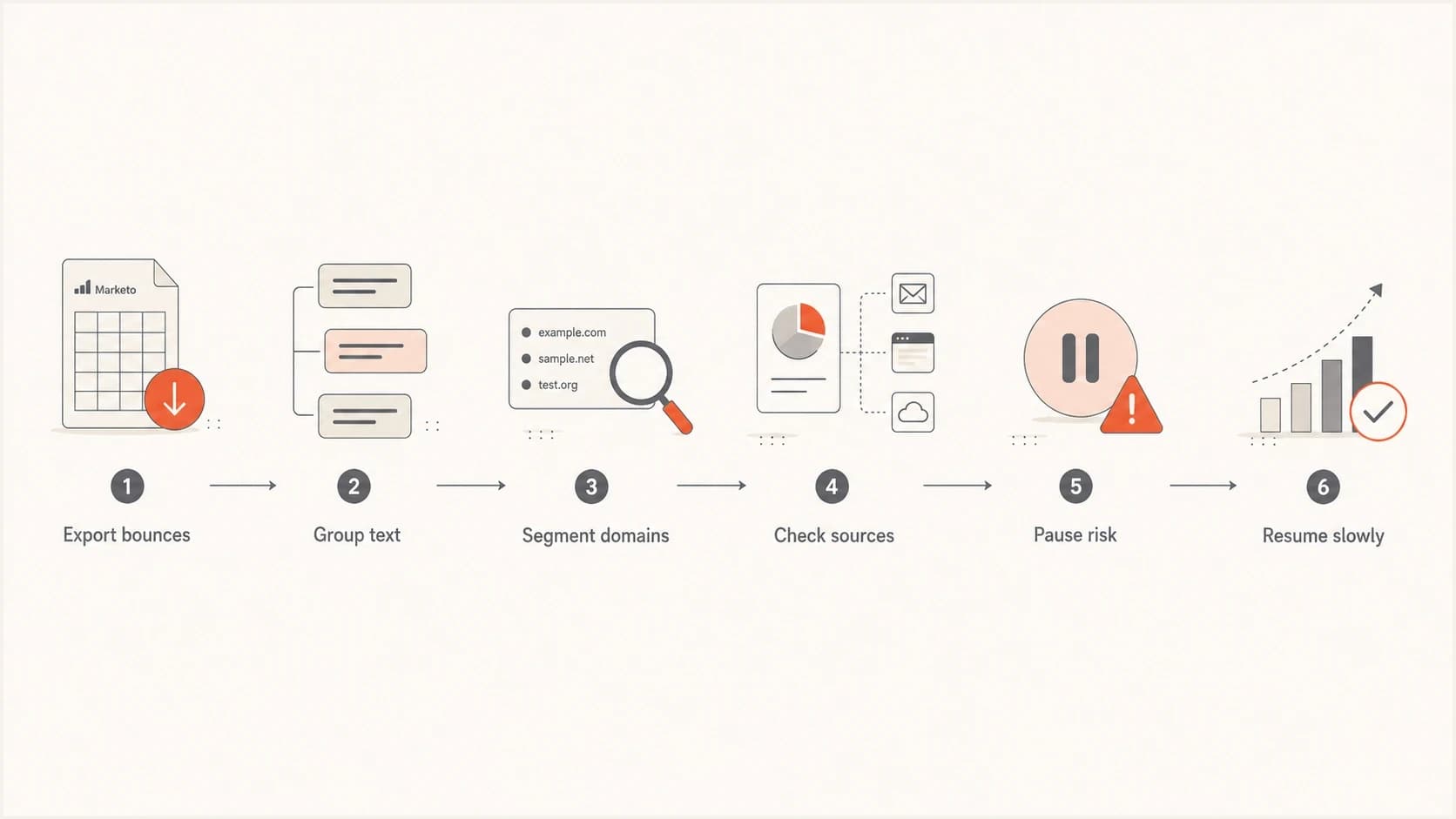 Flowchart showing how to diagnose and recover from Marketo 550 blocks.