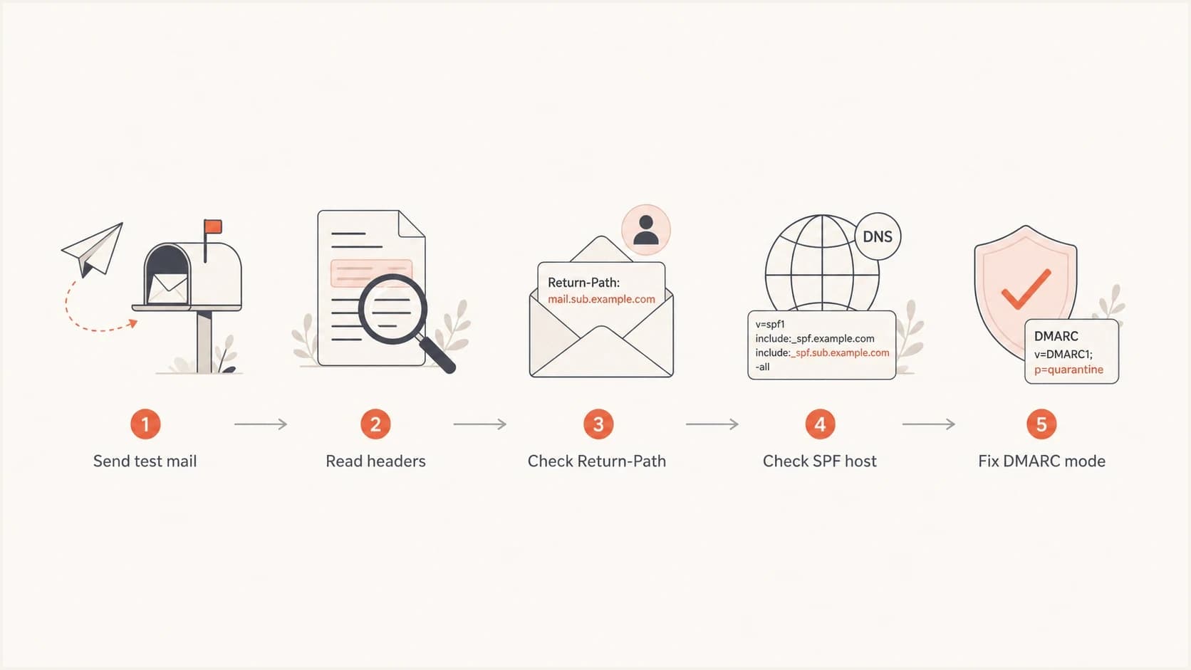 Flowchart showing how to validate SPF for subdomain sending.