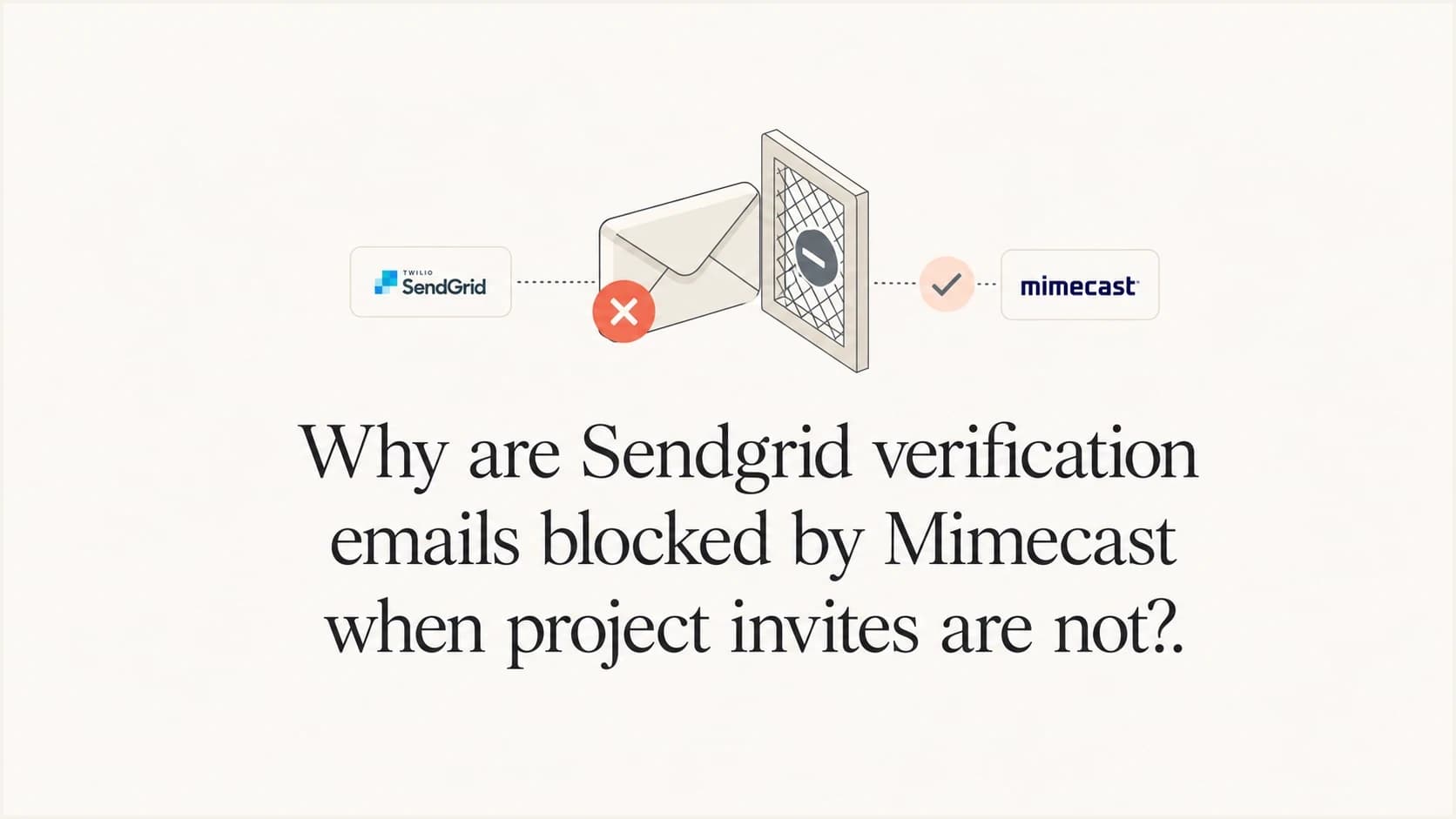 A SendGrid email passing through a Mimecast filter gate.