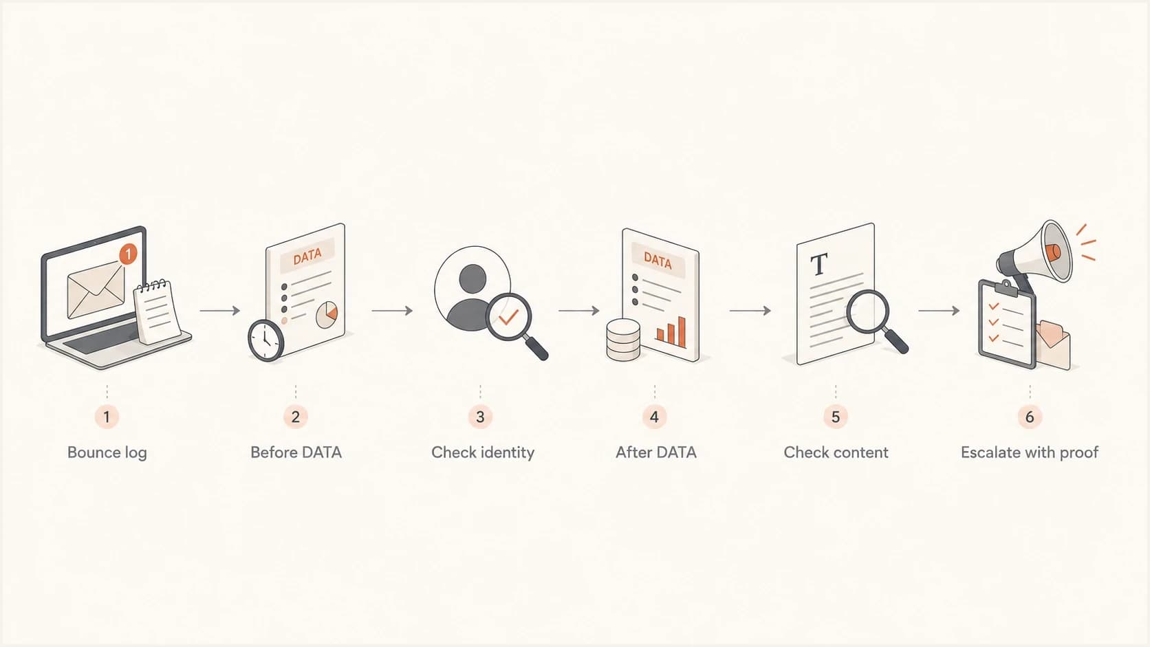 Flowchart showing how to diagnose freenet.de blocks by SMTP rejection stage.