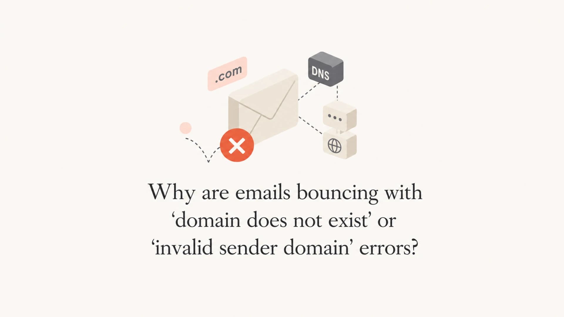 A calm editorial thumbnail about invalid sender domain email bounces.