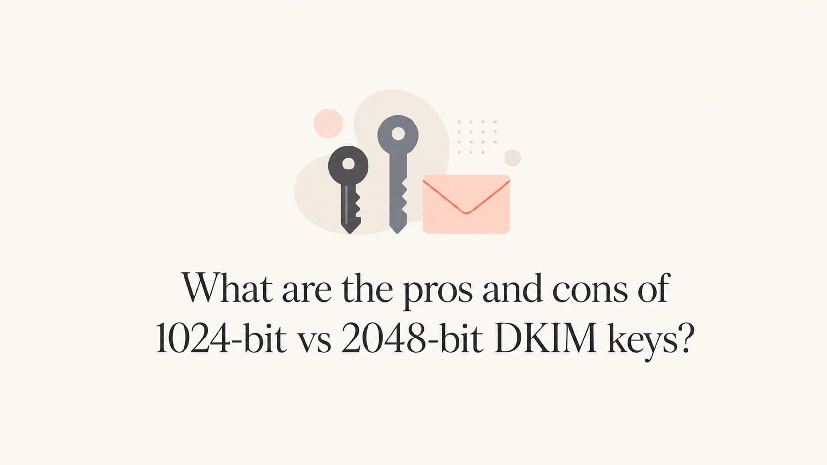 Two DKIM key lengths compared beside an email envelope.