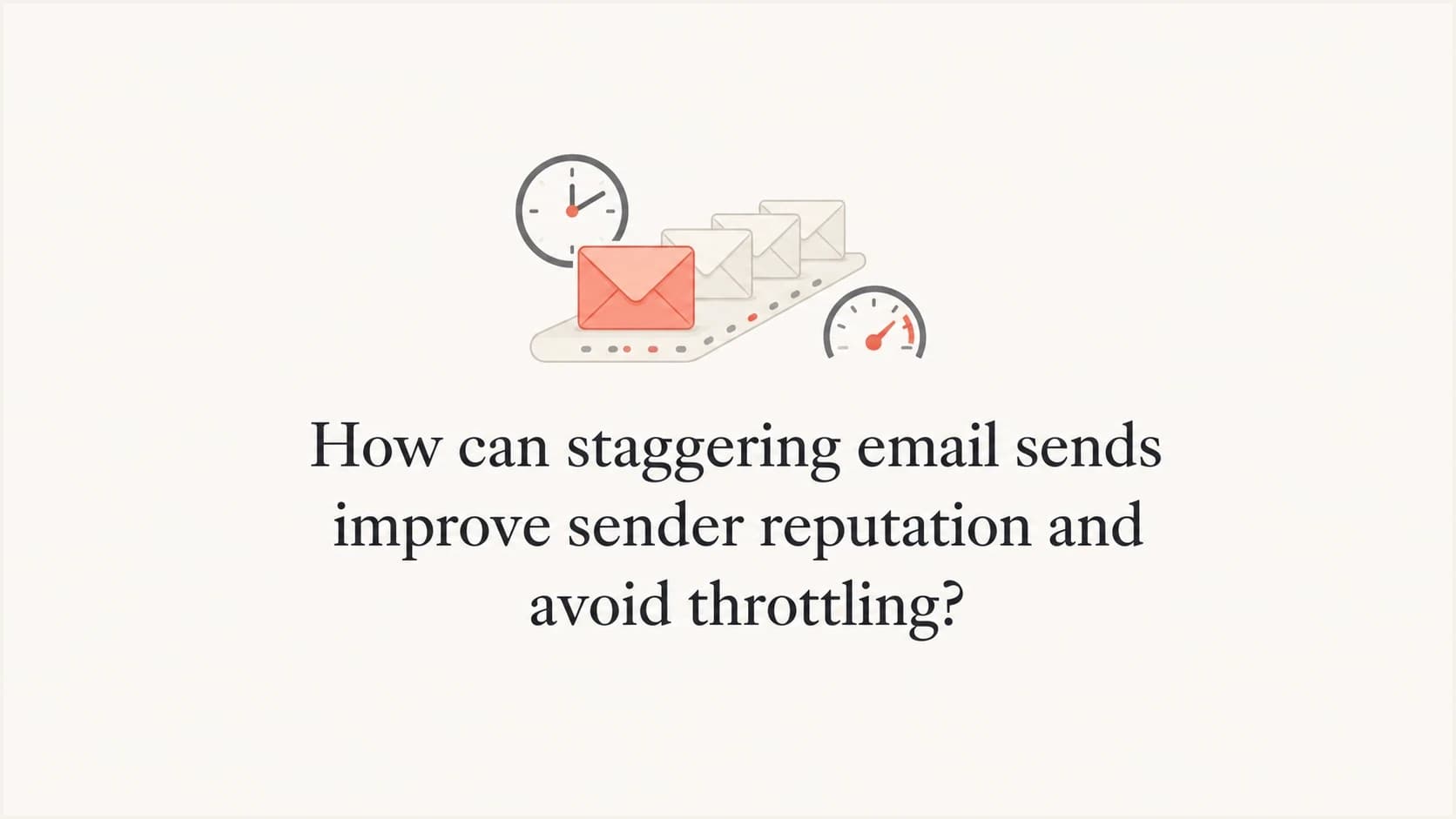 A calm editorial thumbnail showing an email queue, clock, and speed gauge.