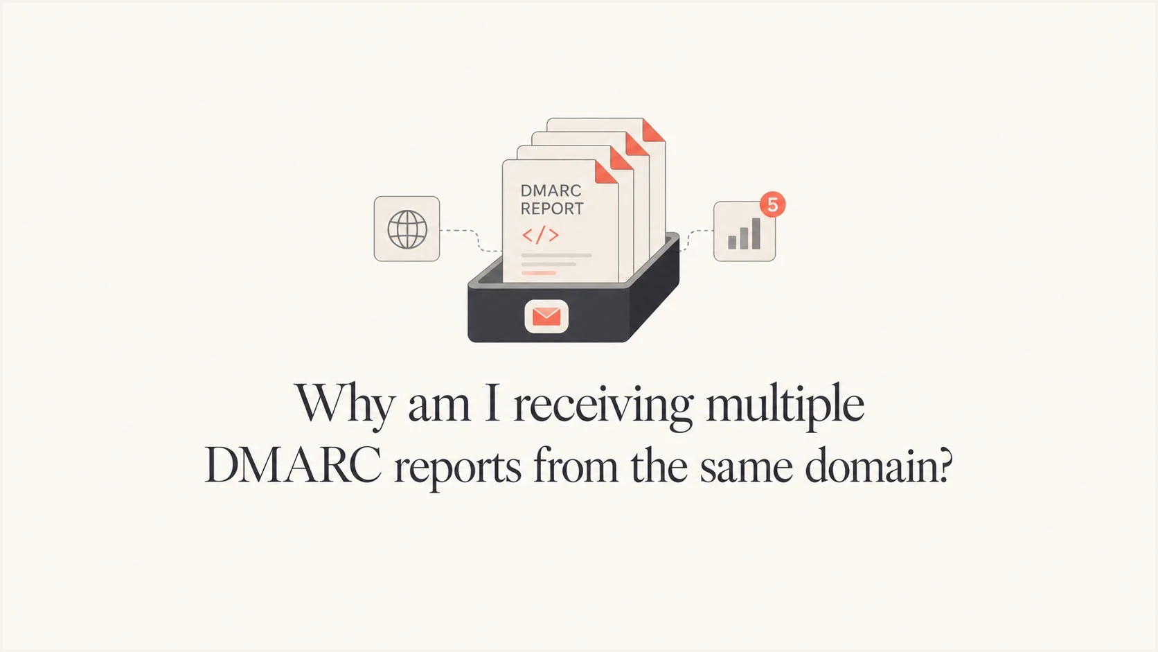 Multiple DMARC report files arriving together for one domain.