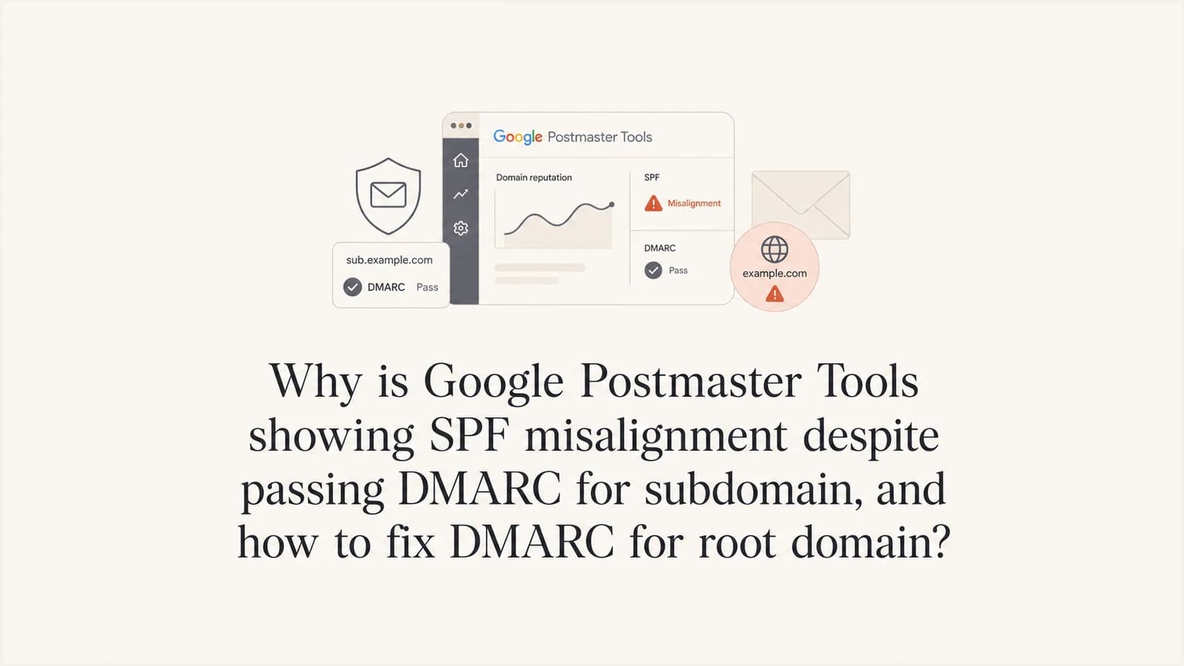 Google Postmaster Tools SPF misalignment and DMARC root domain fix
