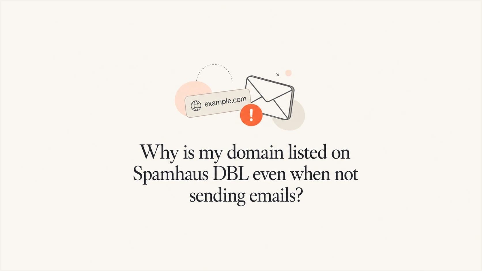 A domain tag and email icon illustrating a Spamhaus DBL listing without active sending.