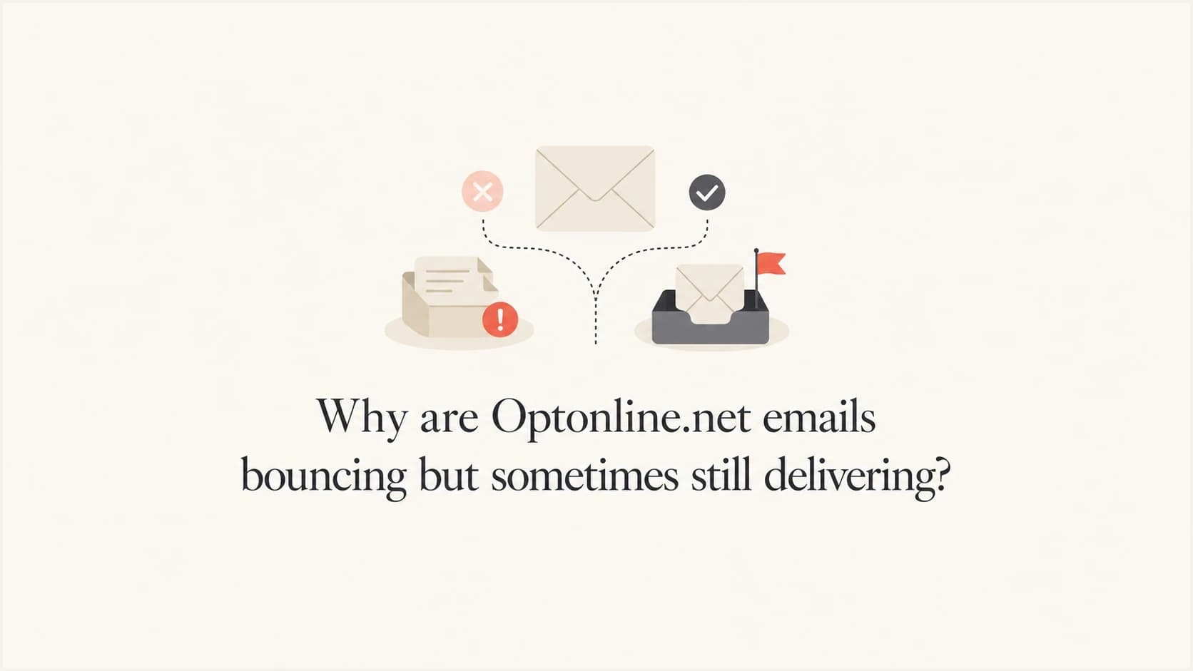 Optonline.net bounce and delivery paths shown as a split email flow.