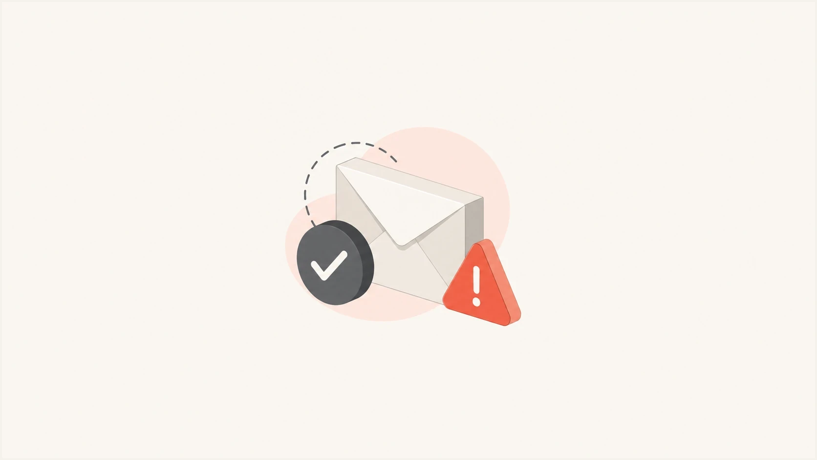 Authenticated email icon with a warning marker.