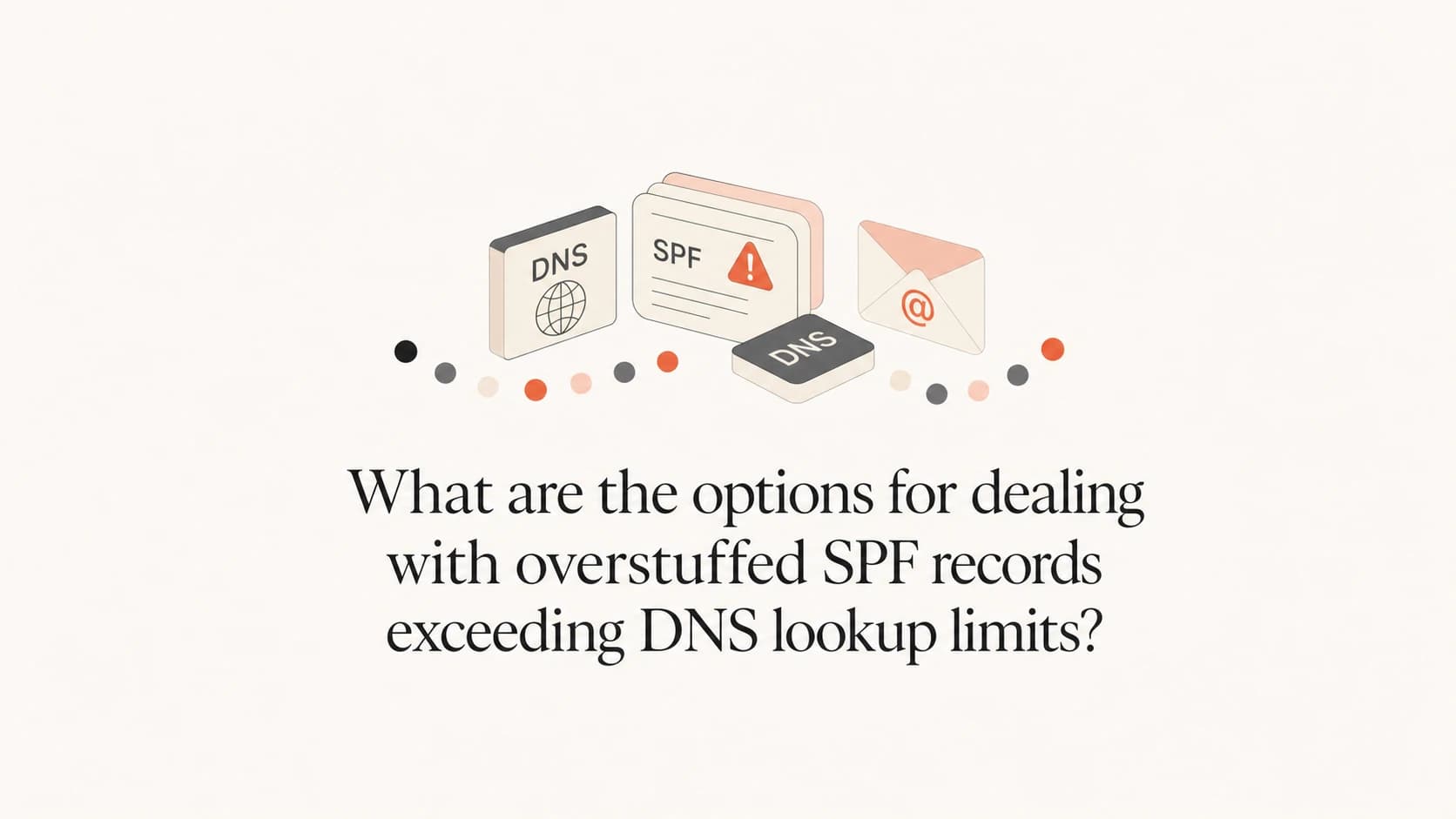 SPF lookup limit article thumbnail with DNS tiles and email icons.