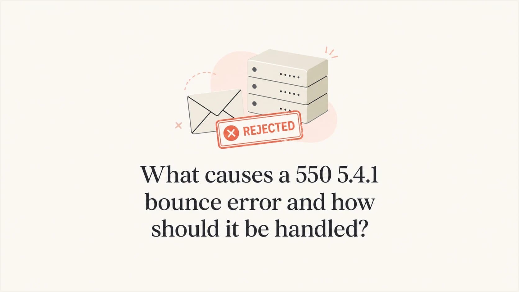 A rejected email delivery shown beside a server and bounce code.