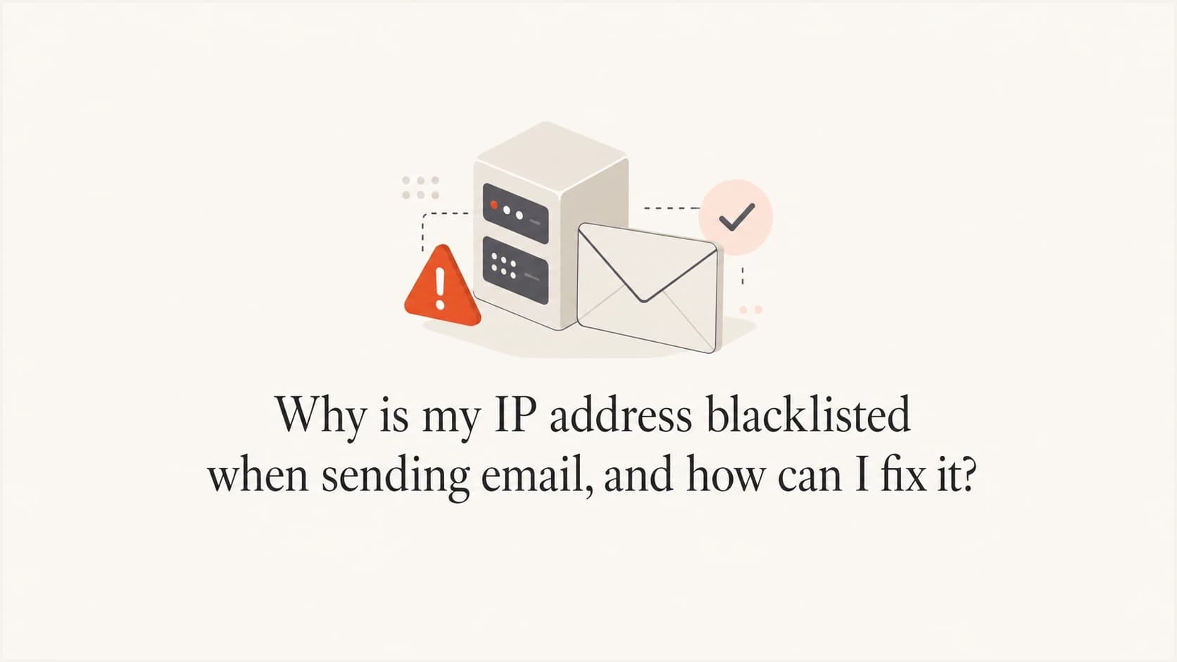 A mail server icon with a warning marker for an IP blacklist article.