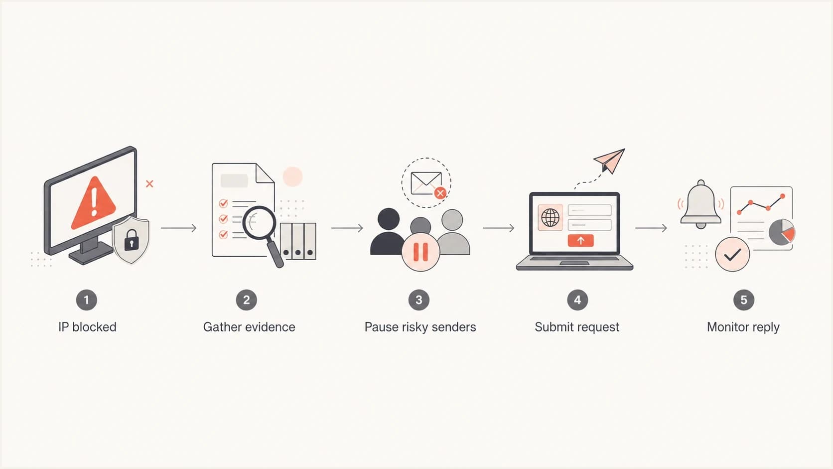 Proofpoint delisting flow from IP block to monitoring the reply.