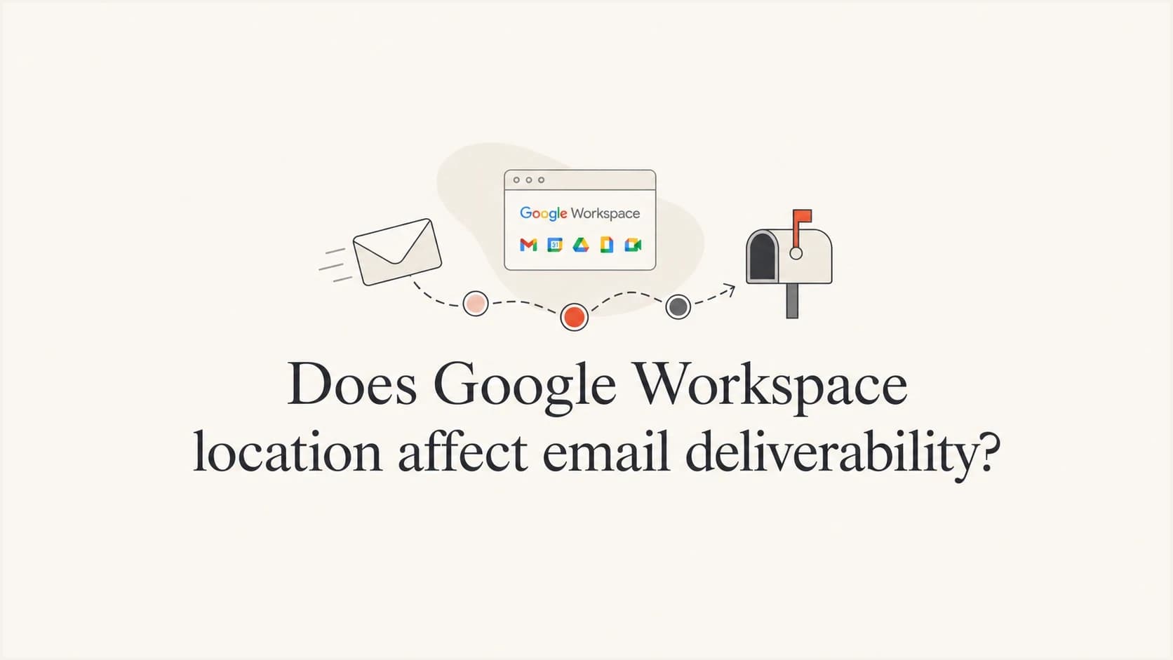 Google Workspace mail routing shown as a simple deliverability concept image.