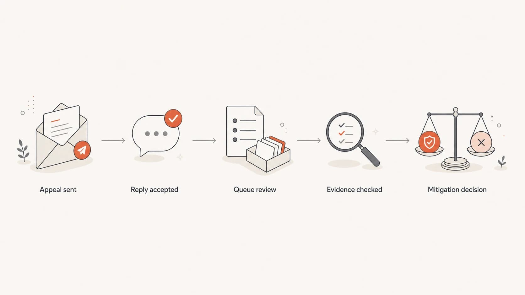 A simple flowchart for Microsoft appeal follow-up timing.