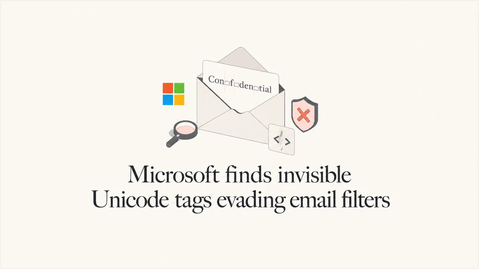 Microsoft research on invisible Unicode tags used inside phishing email words.