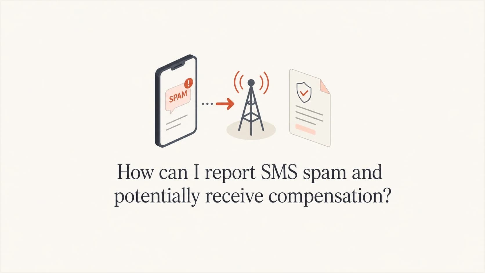 Illustration of a spam text report moving through carrier and complaint paths.