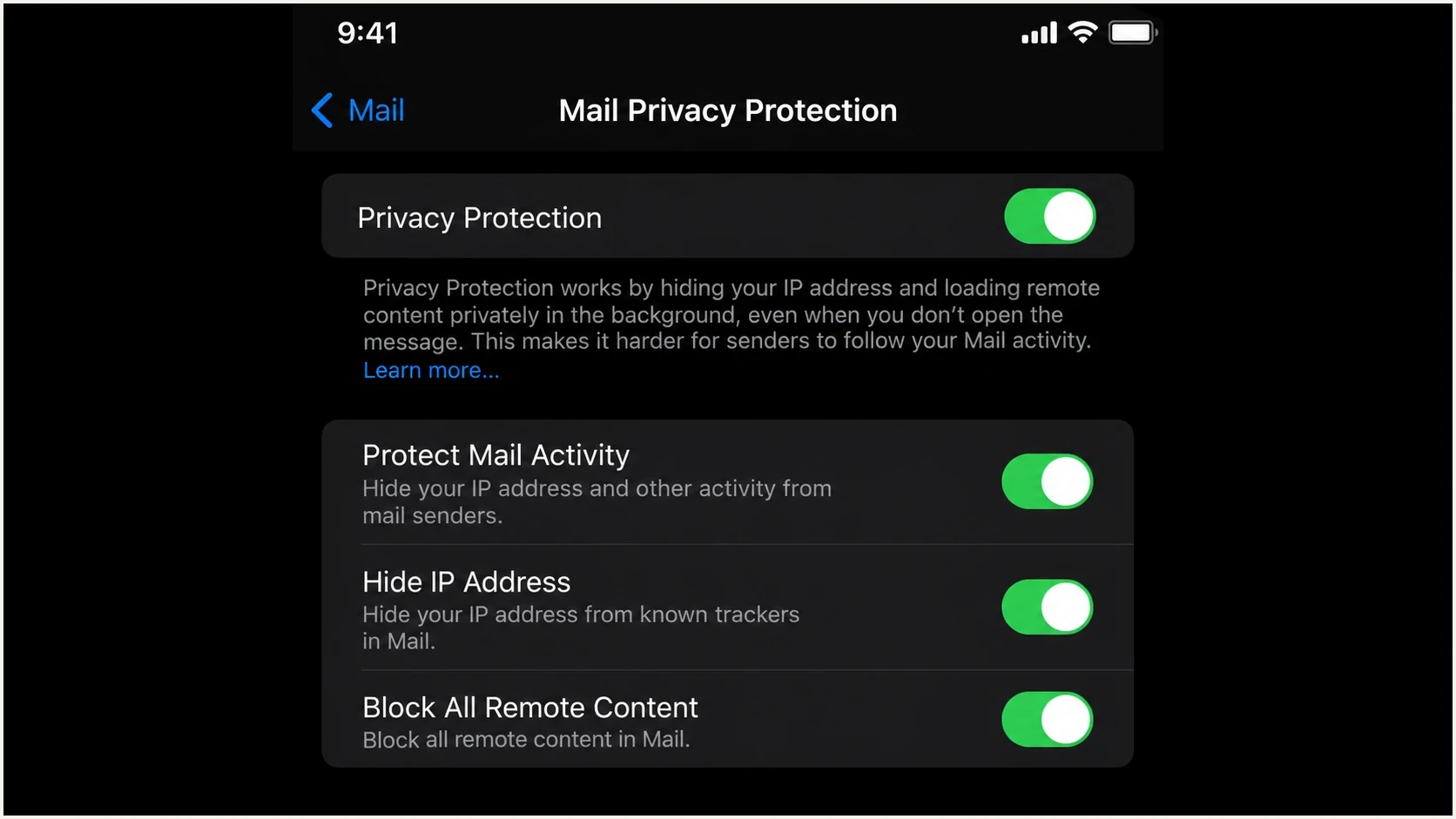 Apple Mail privacy settings affecting remote image loading.