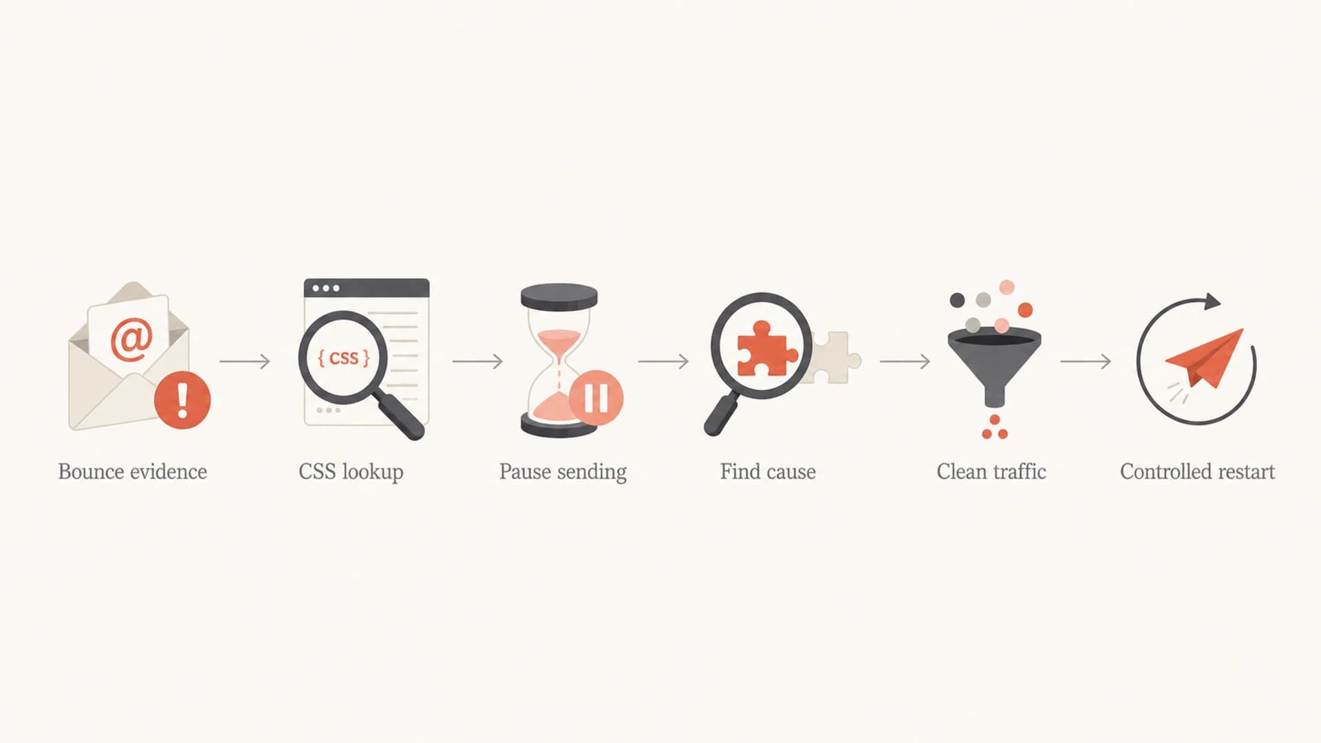 Flowchart for moving from Microsoft bounces to CSS recovery.