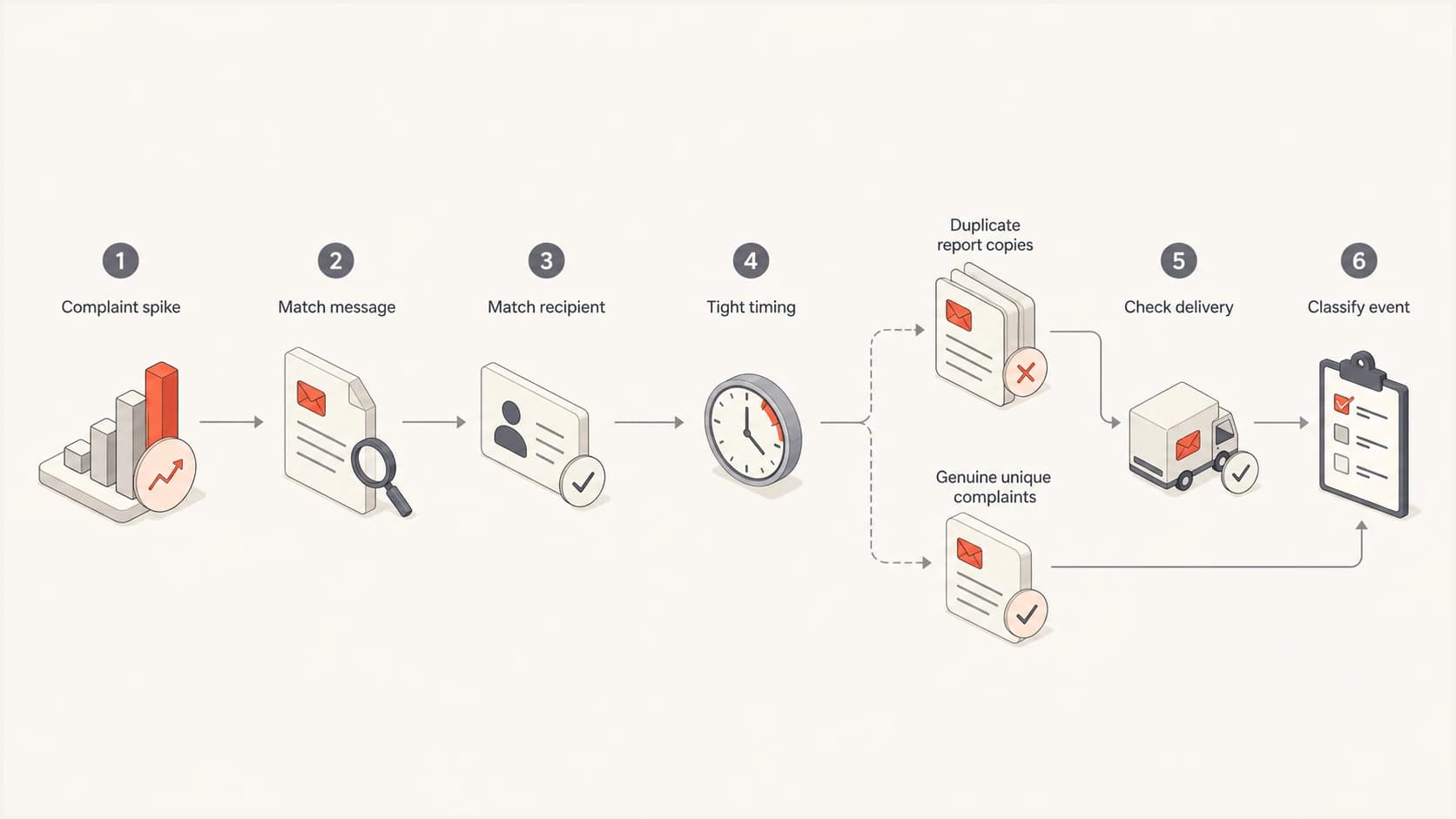 Flowchart for classifying duplicate and genuine JMRP complaints.