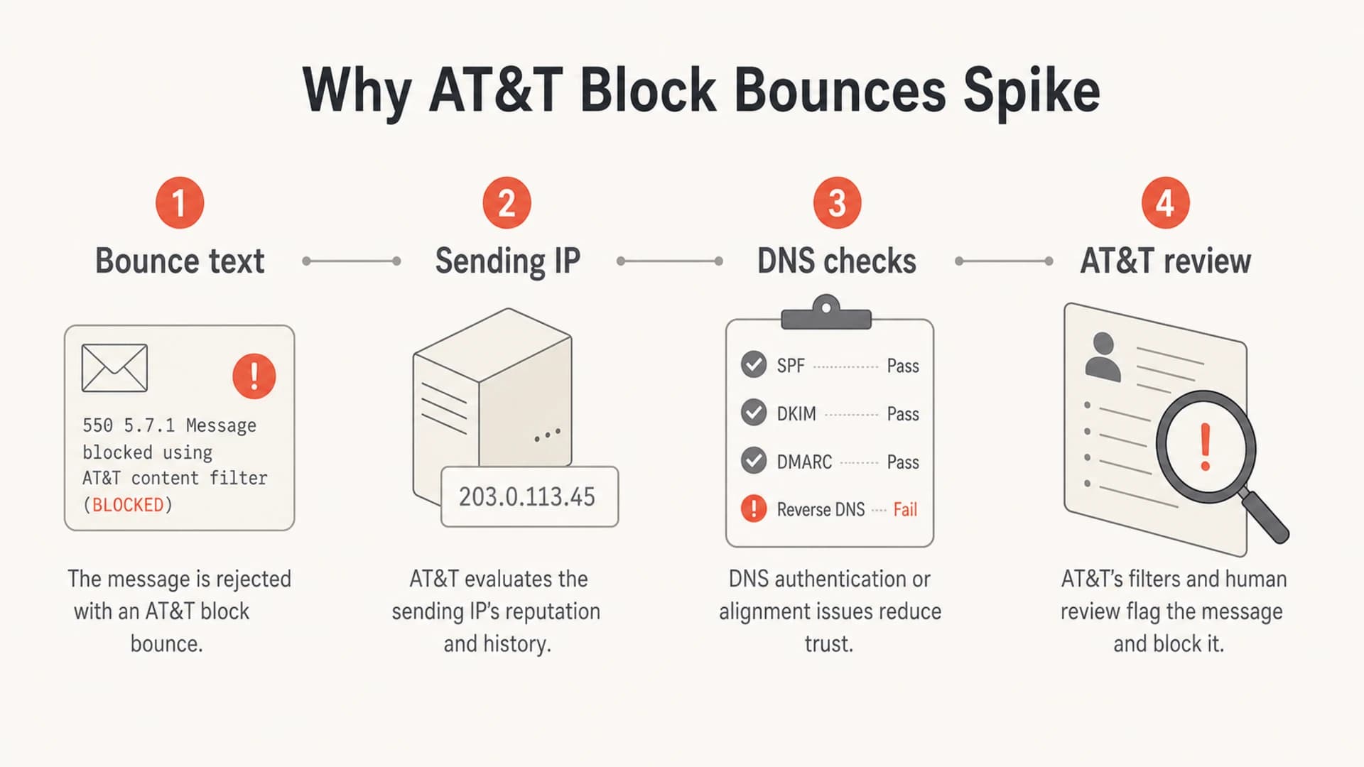 Four checks for diagnosing AT&T block bounces.