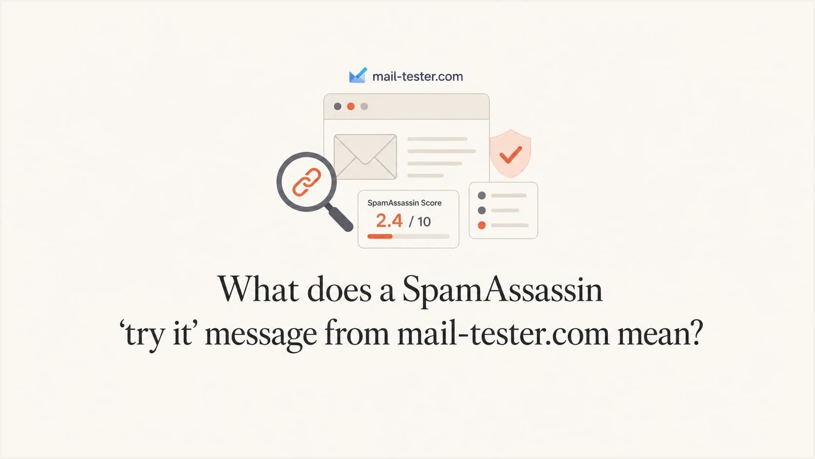 SpamAssassin try it warning shown as an email scoring and link inspection concept.