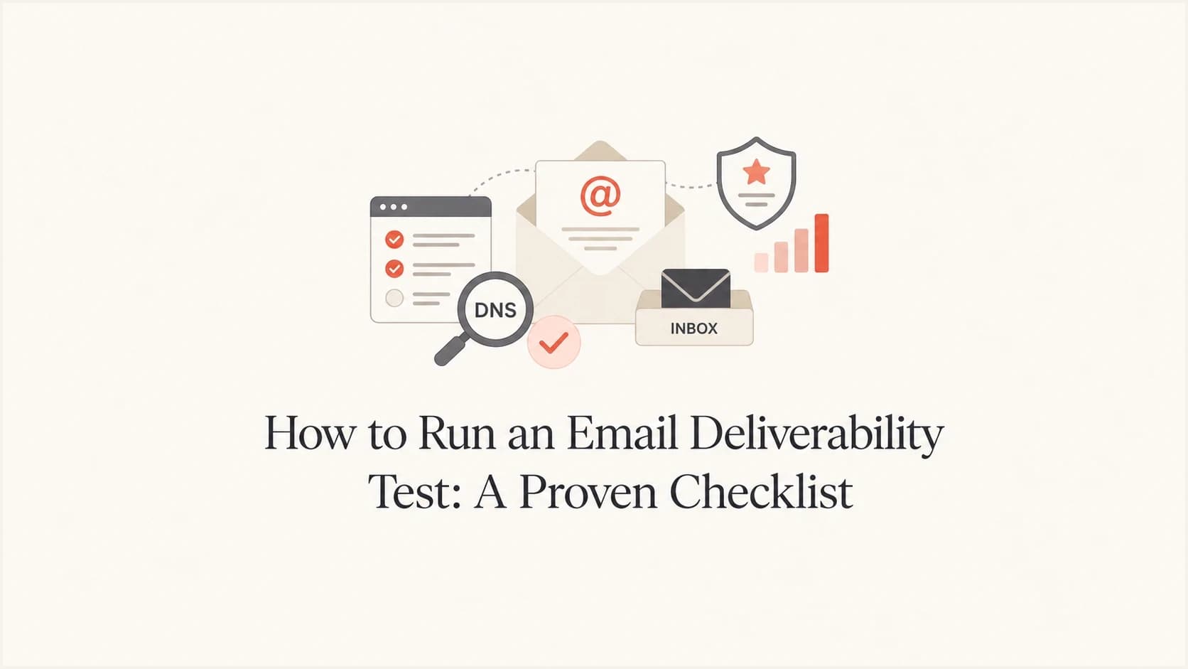 Editorial thumbnail for an email deliverability testing checklist.