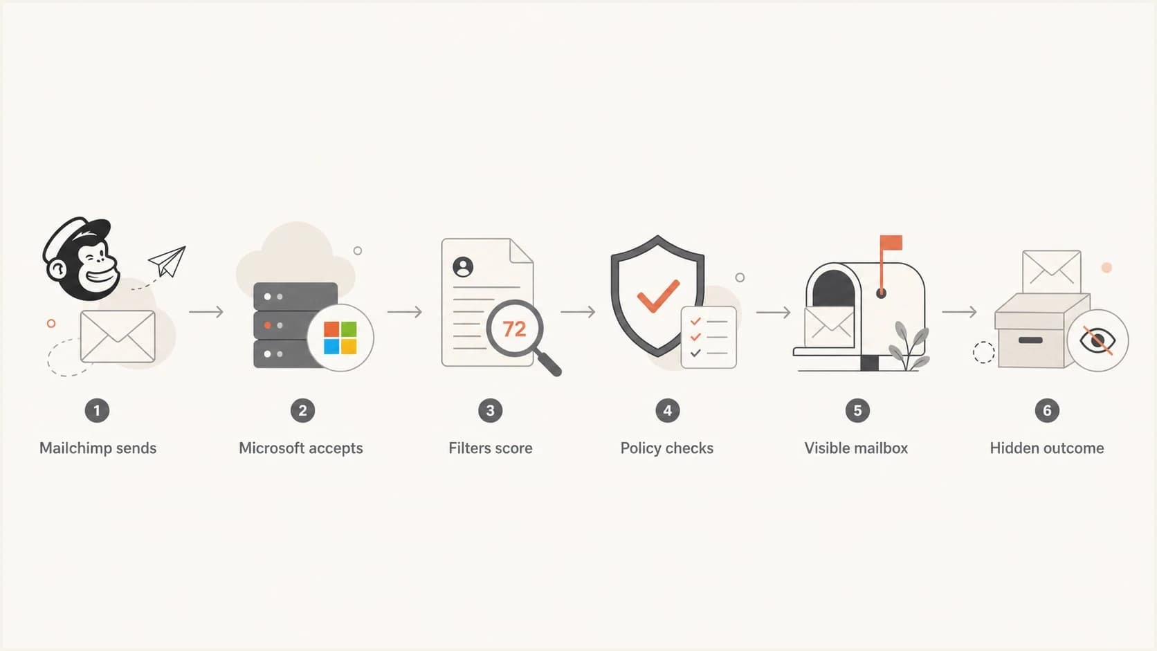 Mailchimp SMTP acceptance path through Microsoft mailbox visibility.
