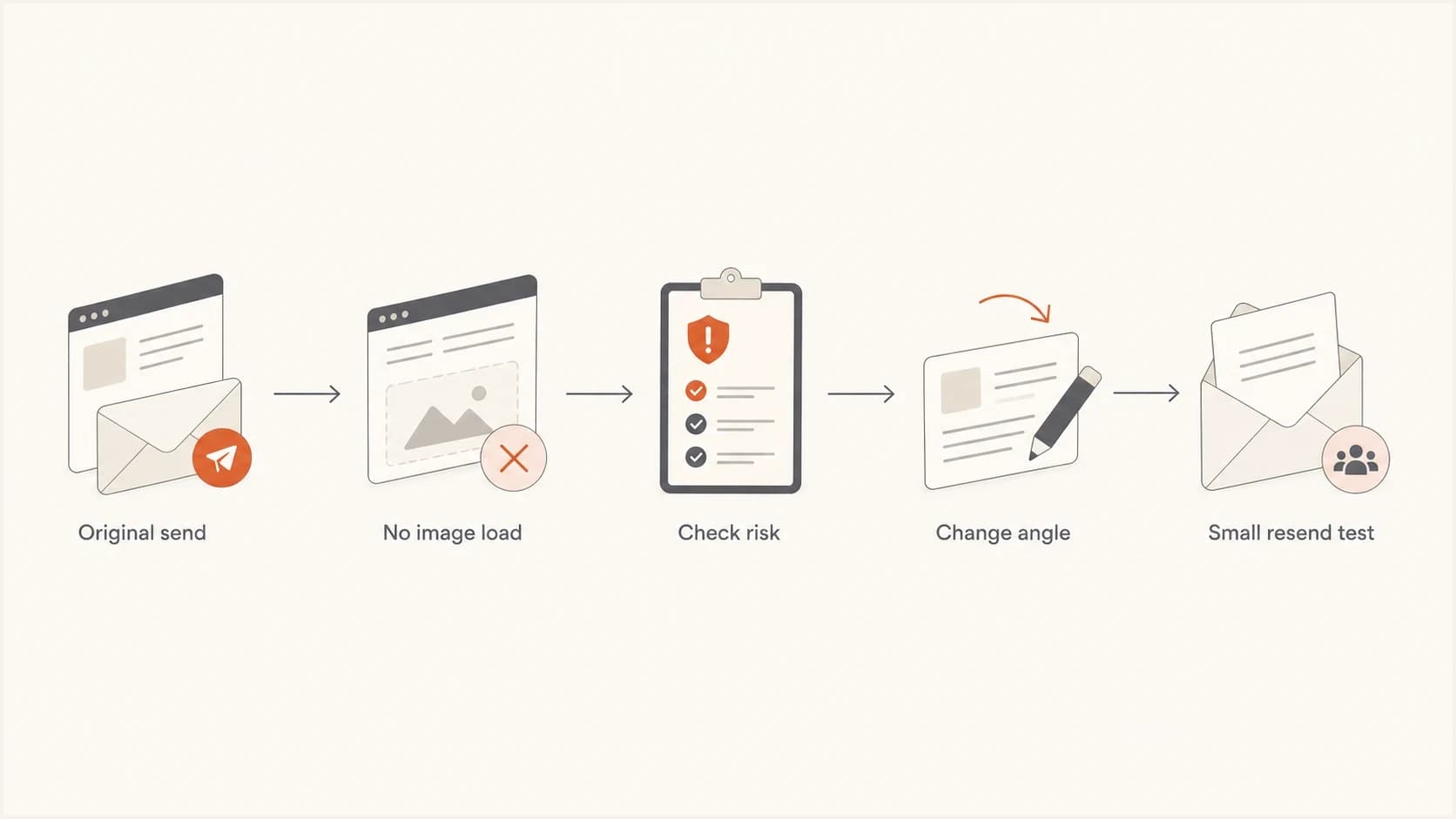 A resend decision path from original send to small resend test.