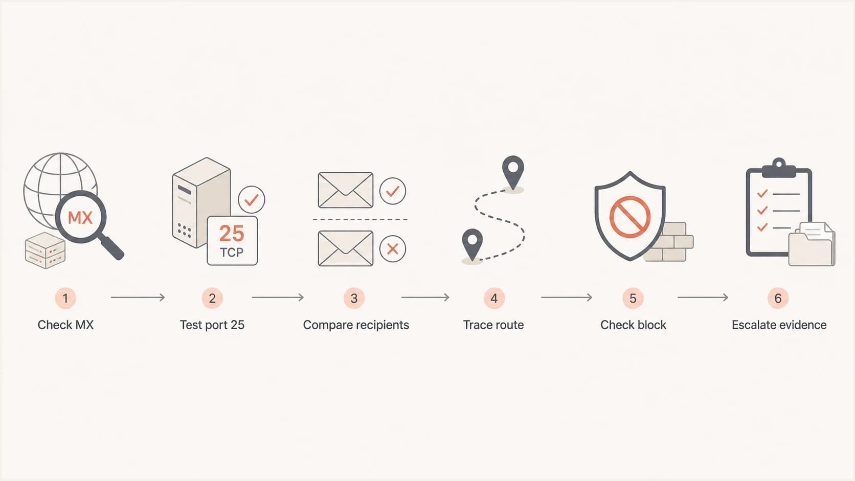 Flowchart for diagnosing a connection refused email sending error.