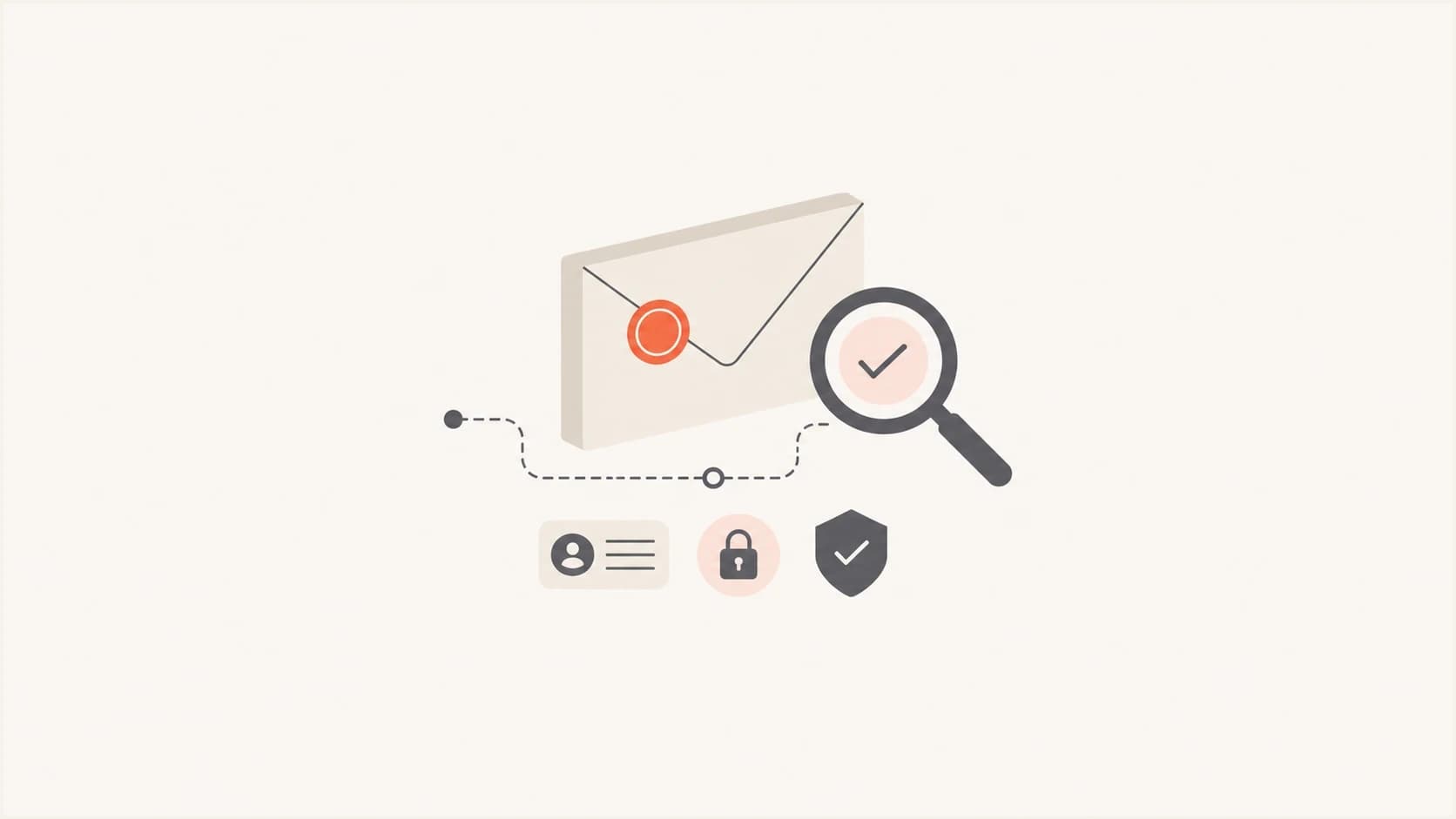 An email header inspection concept with routing and authentication symbols.