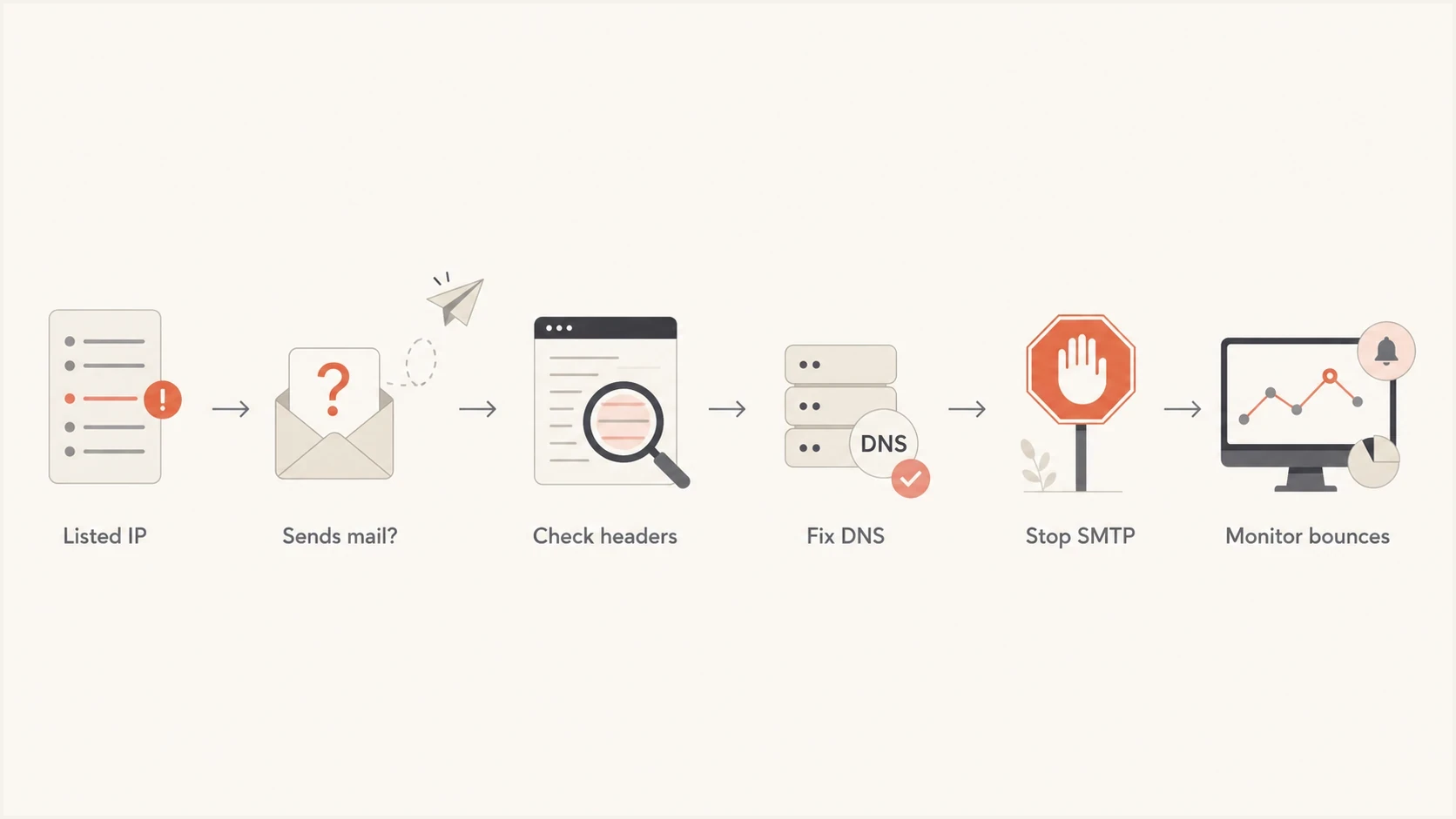 A flowchart for deciding what to do after a SpamRats listing.