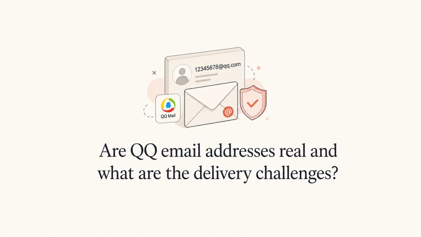 A calm editorial thumbnail about QQ email address validity and delivery challenges.