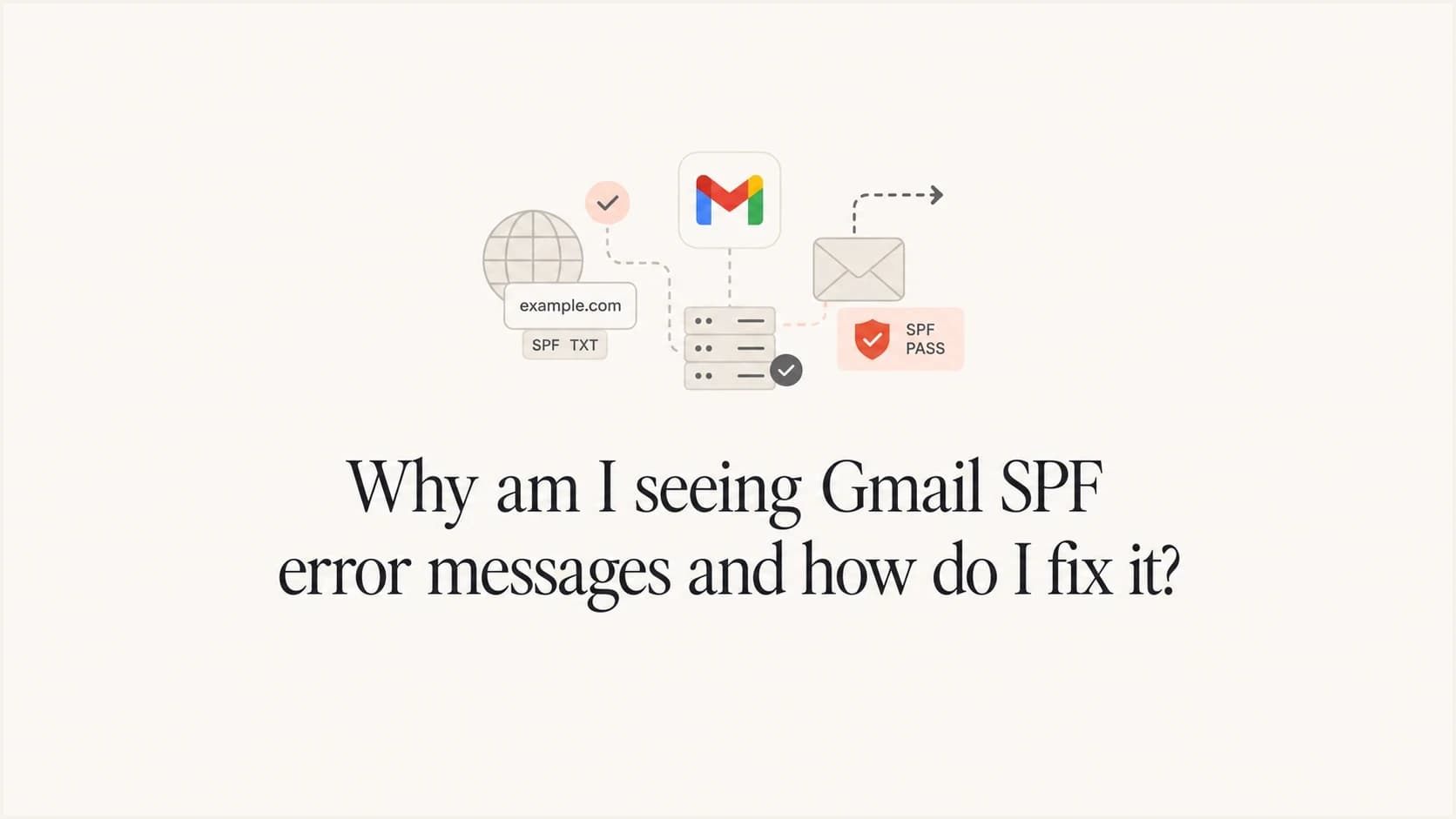 Gmail SPF error title with mail authentication objects.
