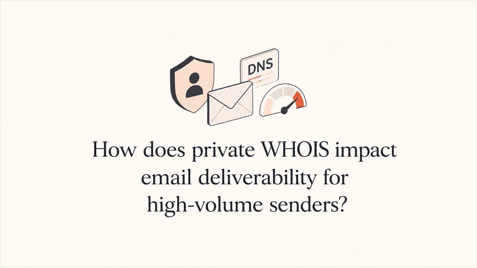 Private WHOIS and email deliverability shown as a privacy shield beside authenticated mail.