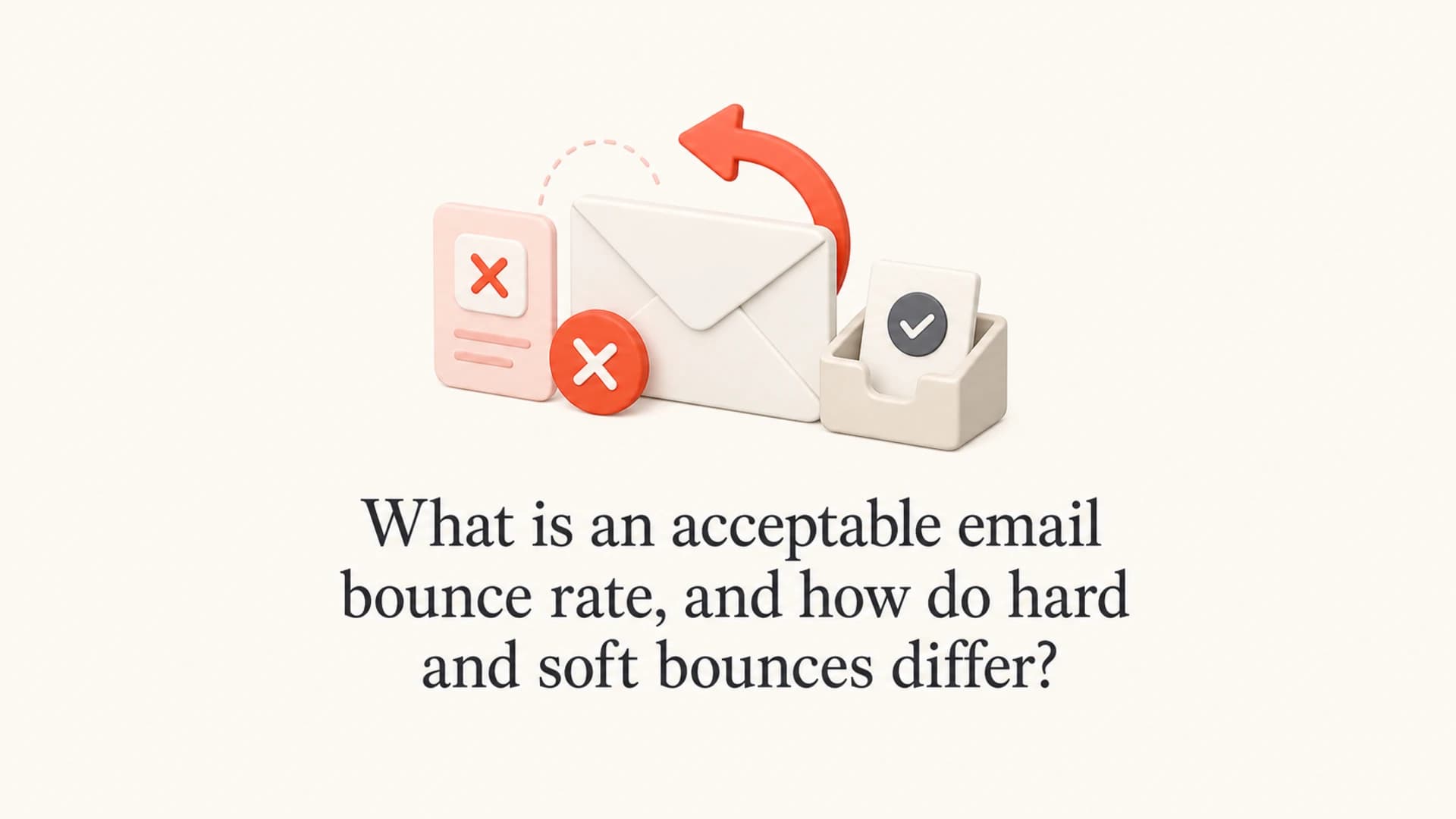 Article thumbnail about acceptable email bounce rates and hard versus soft bounces.