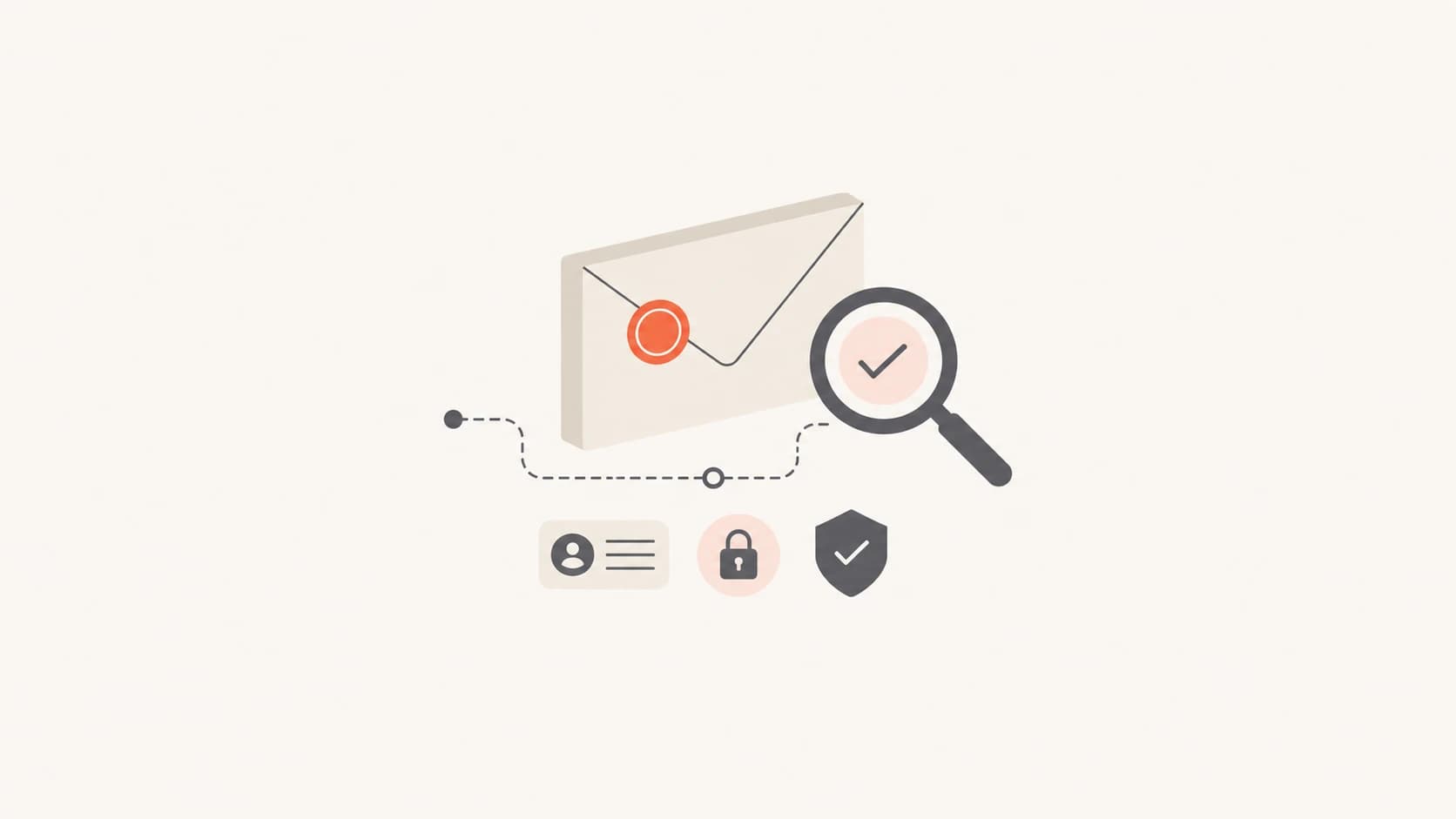 An email header inspection concept with routing and authentication symbols.