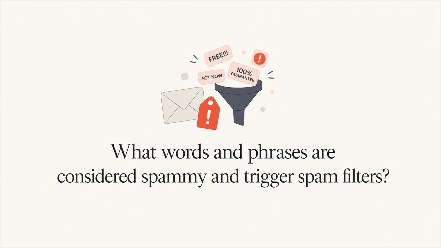 Editorial thumbnail for spammy words, spam trigger phrases, and email filtering risk.
