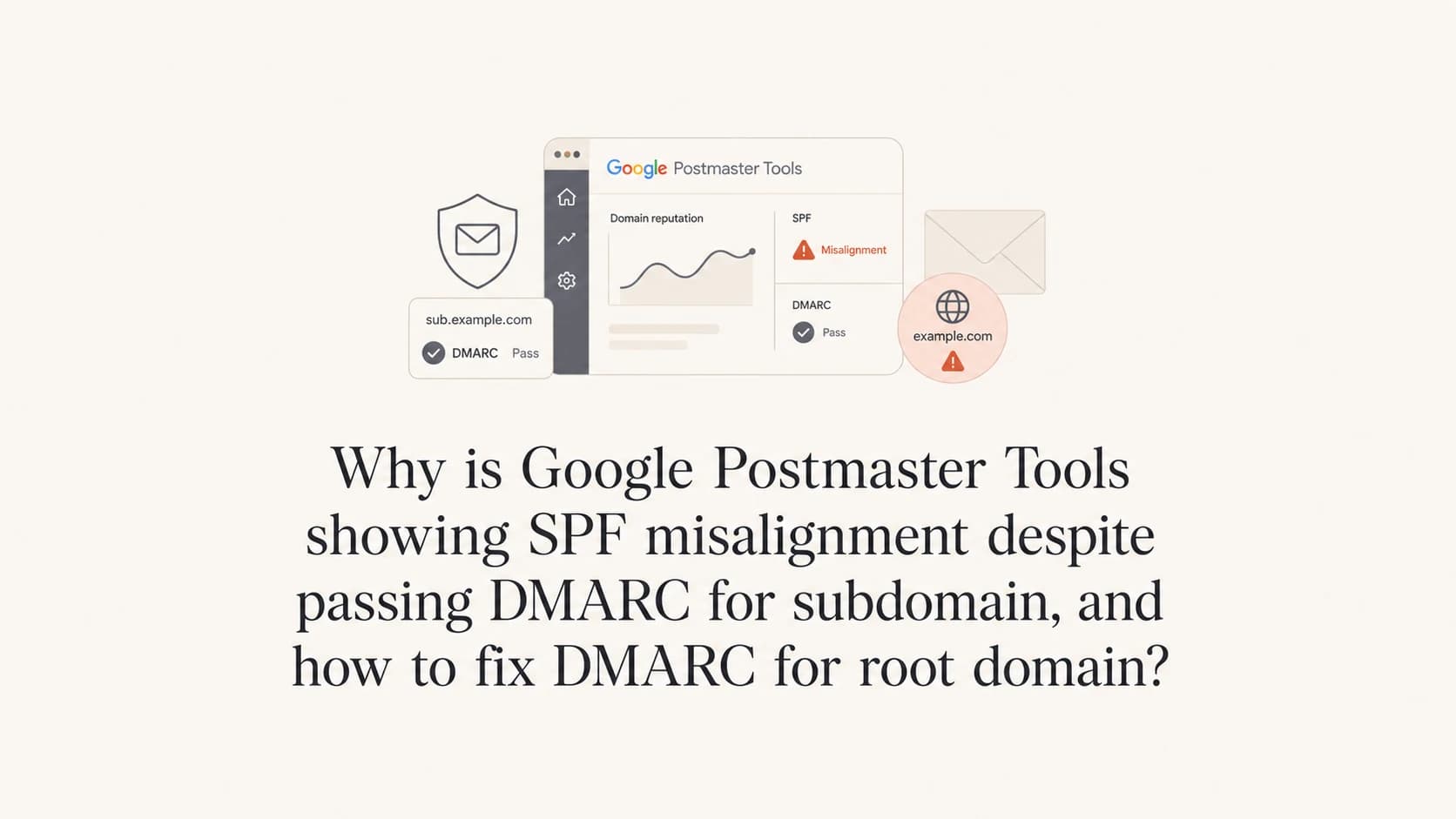 Google Postmaster Tools SPF misalignment and DMARC root domain fix