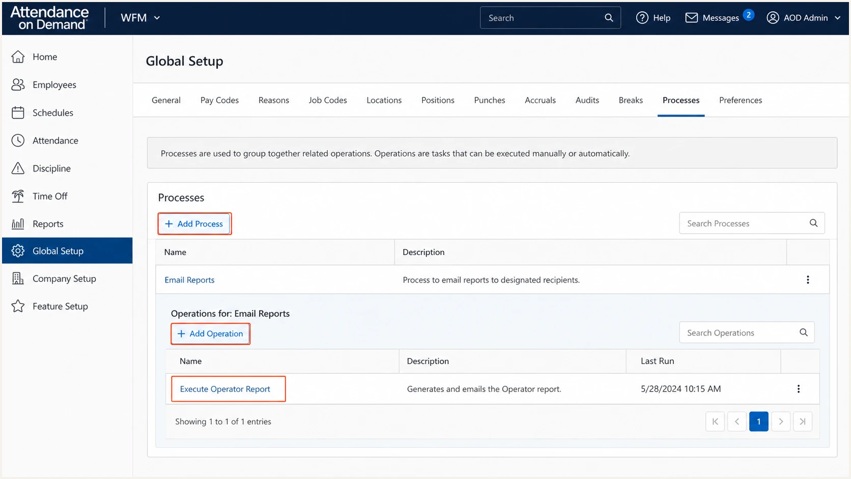 Attendance on Demand Email Reports process setup
