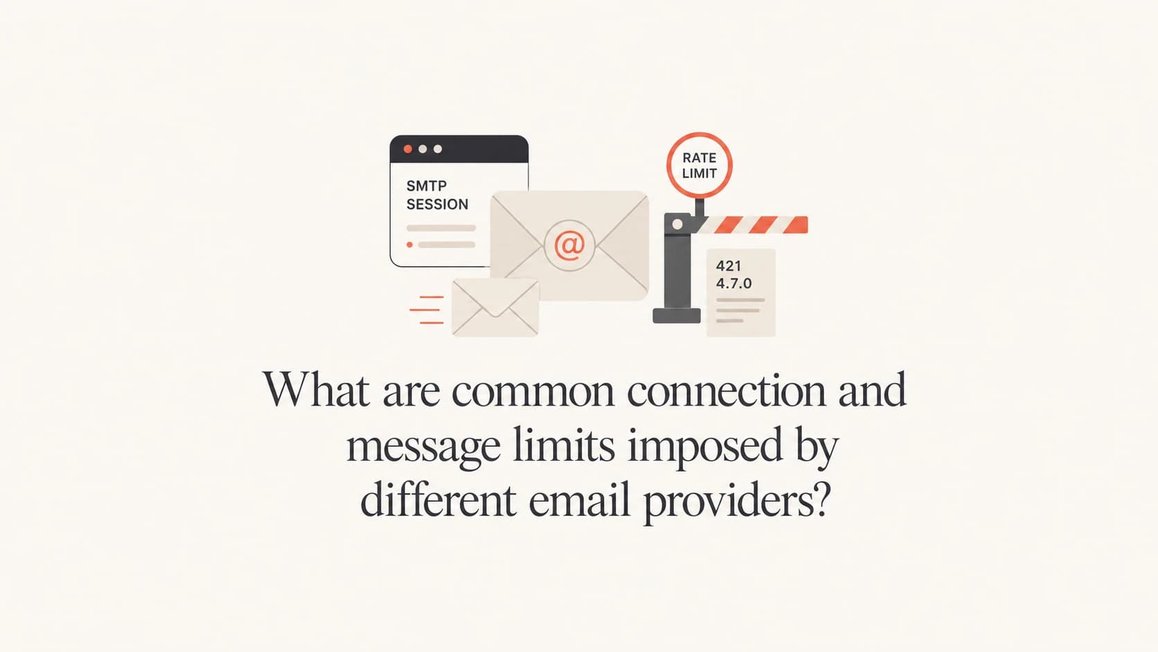 Editorial thumbnail showing SMTP connection and message limit concepts.