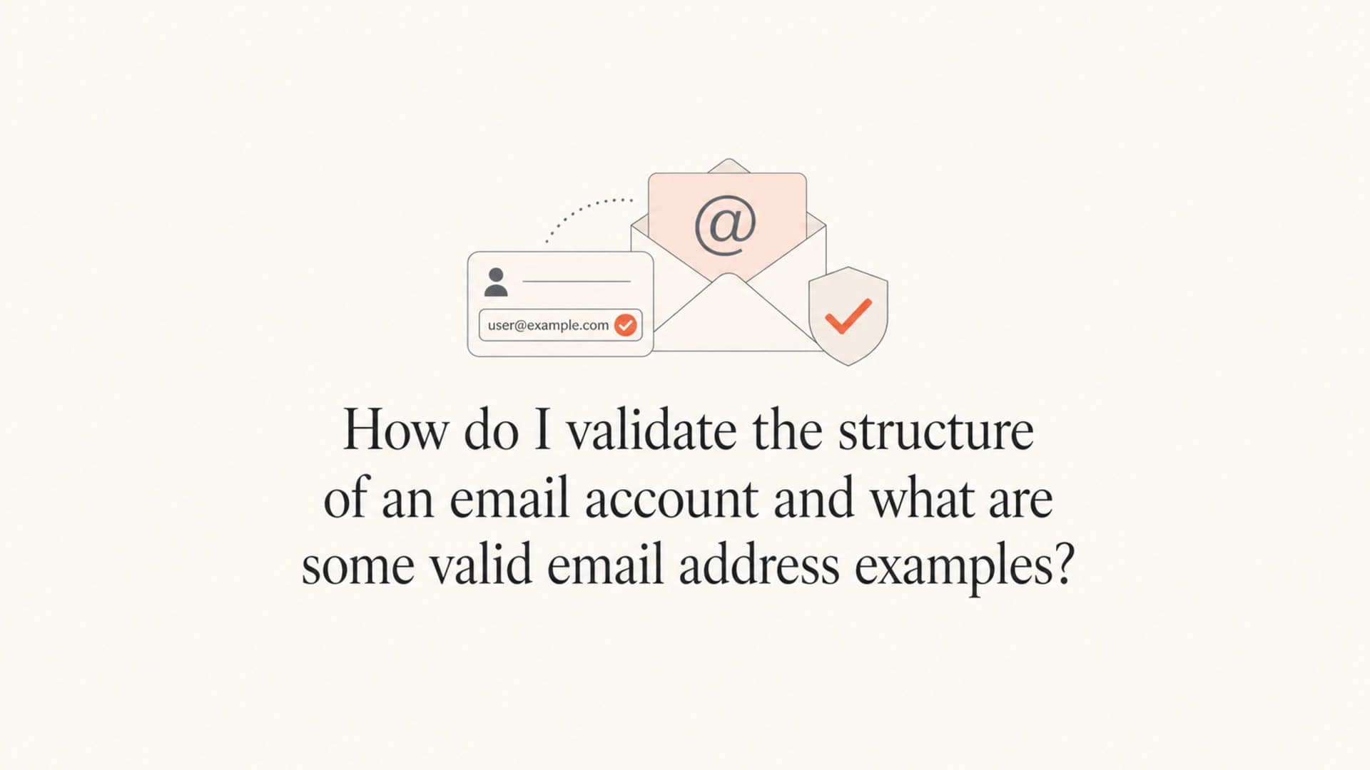 Email address validation article thumbnail with an envelope, at sign, and check mark.