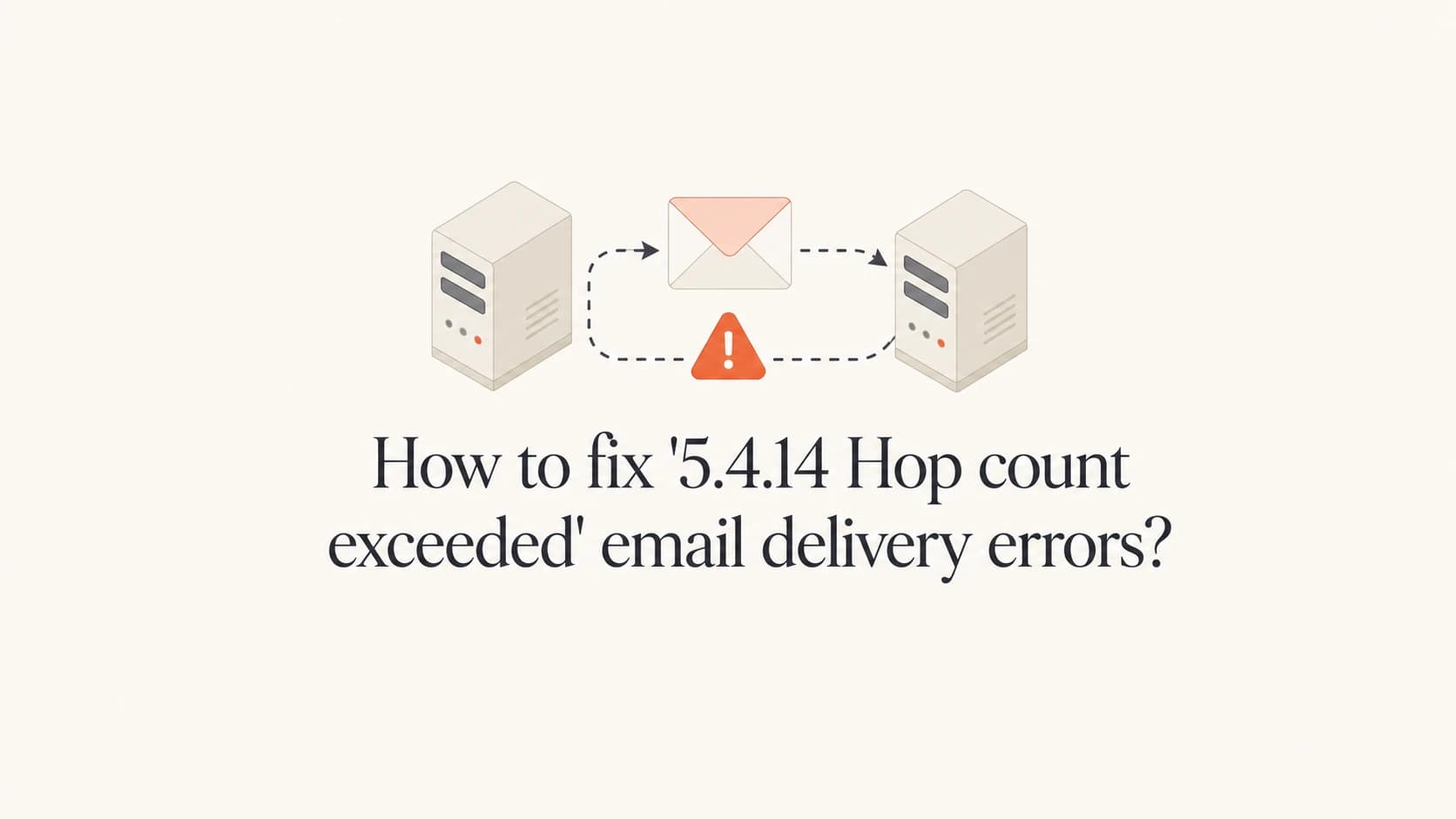 Editorial image showing a mail route loop for a 5.4.14 hop count exceeded error.