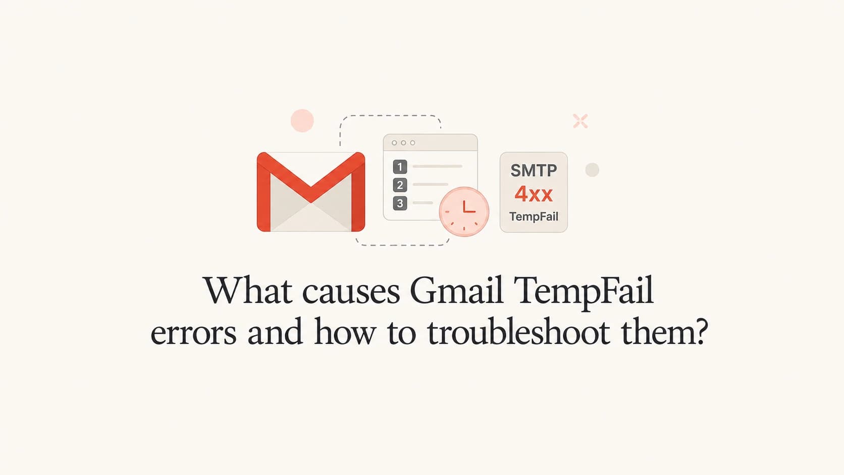 A calm editorial thumbnail about Gmail TempFail troubleshooting.