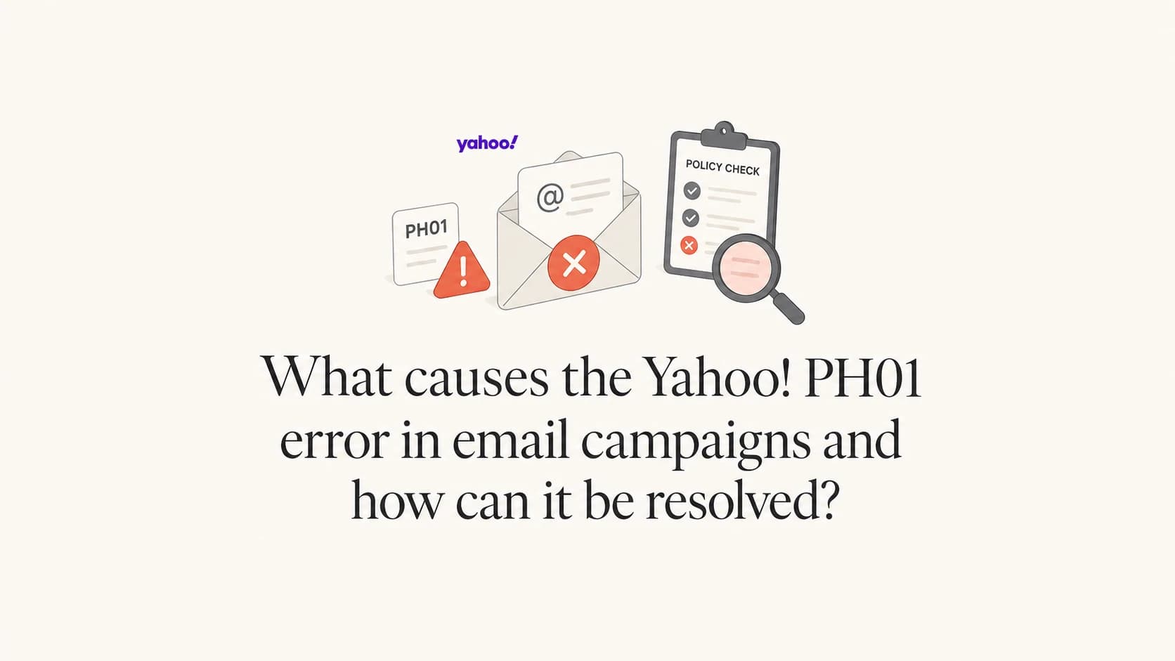 Yahoo PH01 email rejection shown as a policy filtering concept.