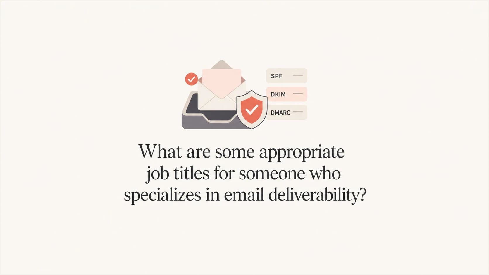 Email deliverability job titles shown with inbox and authentication symbols.