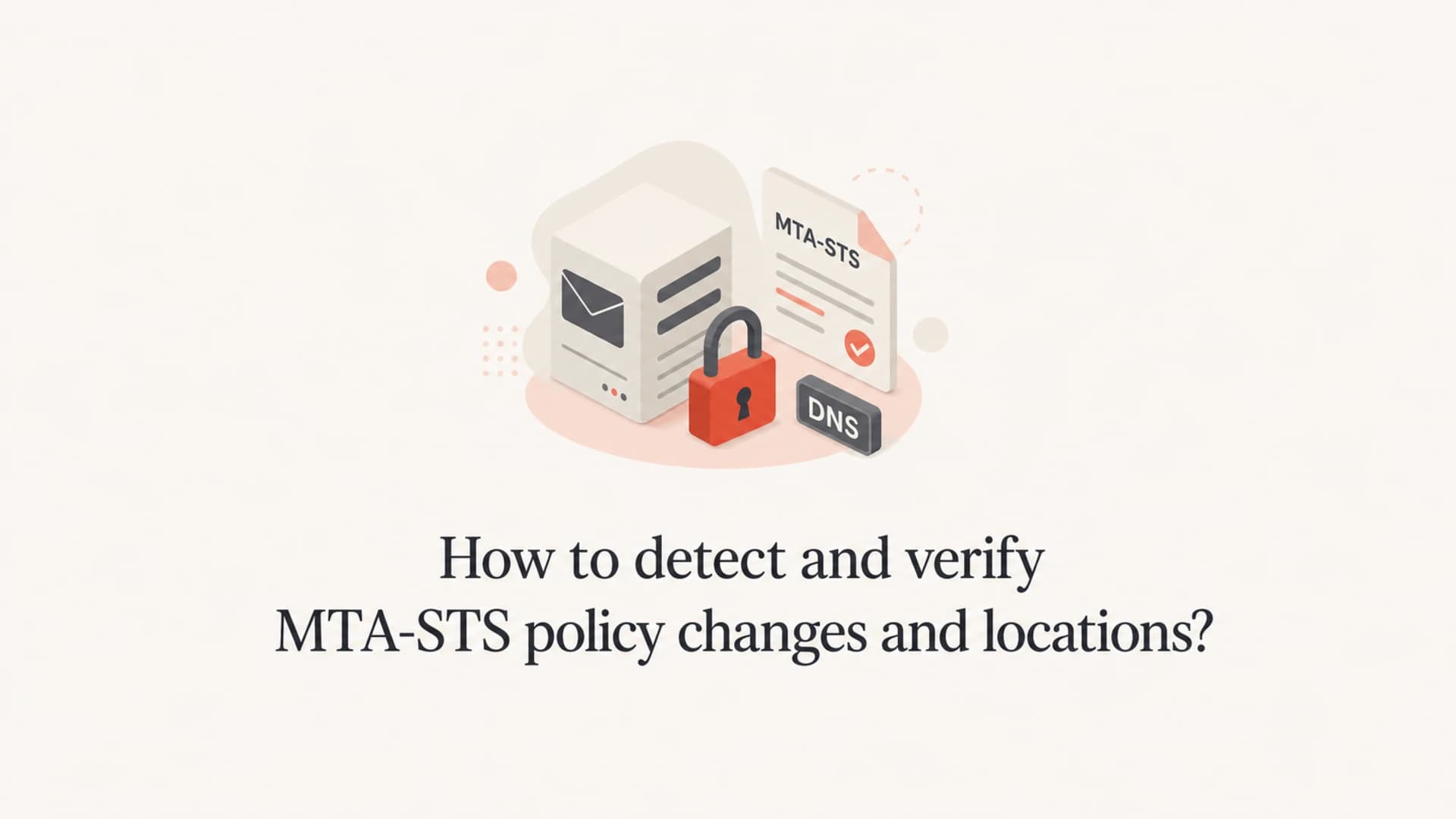 MTA-STS policy change detection shown with DNS, policy file, and TLS lock objects.