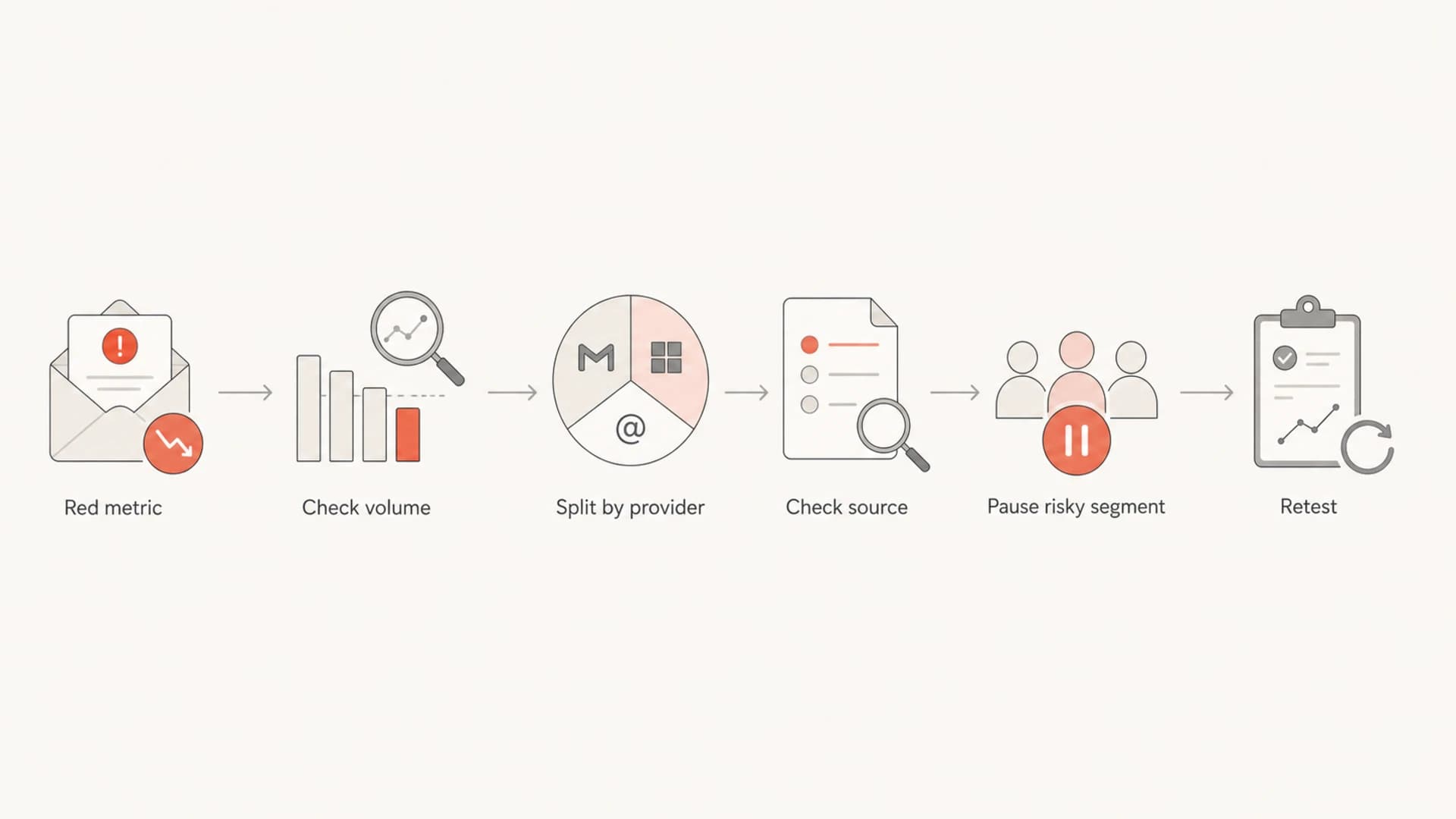 Decision flow for investigating a red engagement metric.